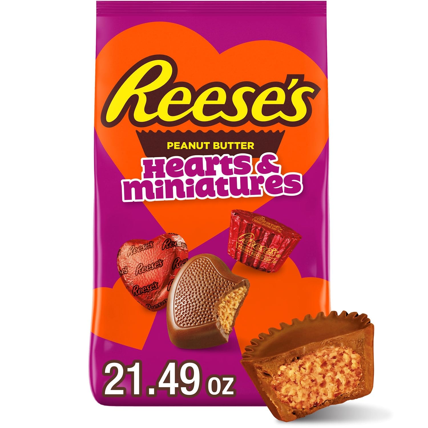 REESE'S Assorted Chocolate Peanut Butter Shapes, Candy Bag 21.49oz - Image 1