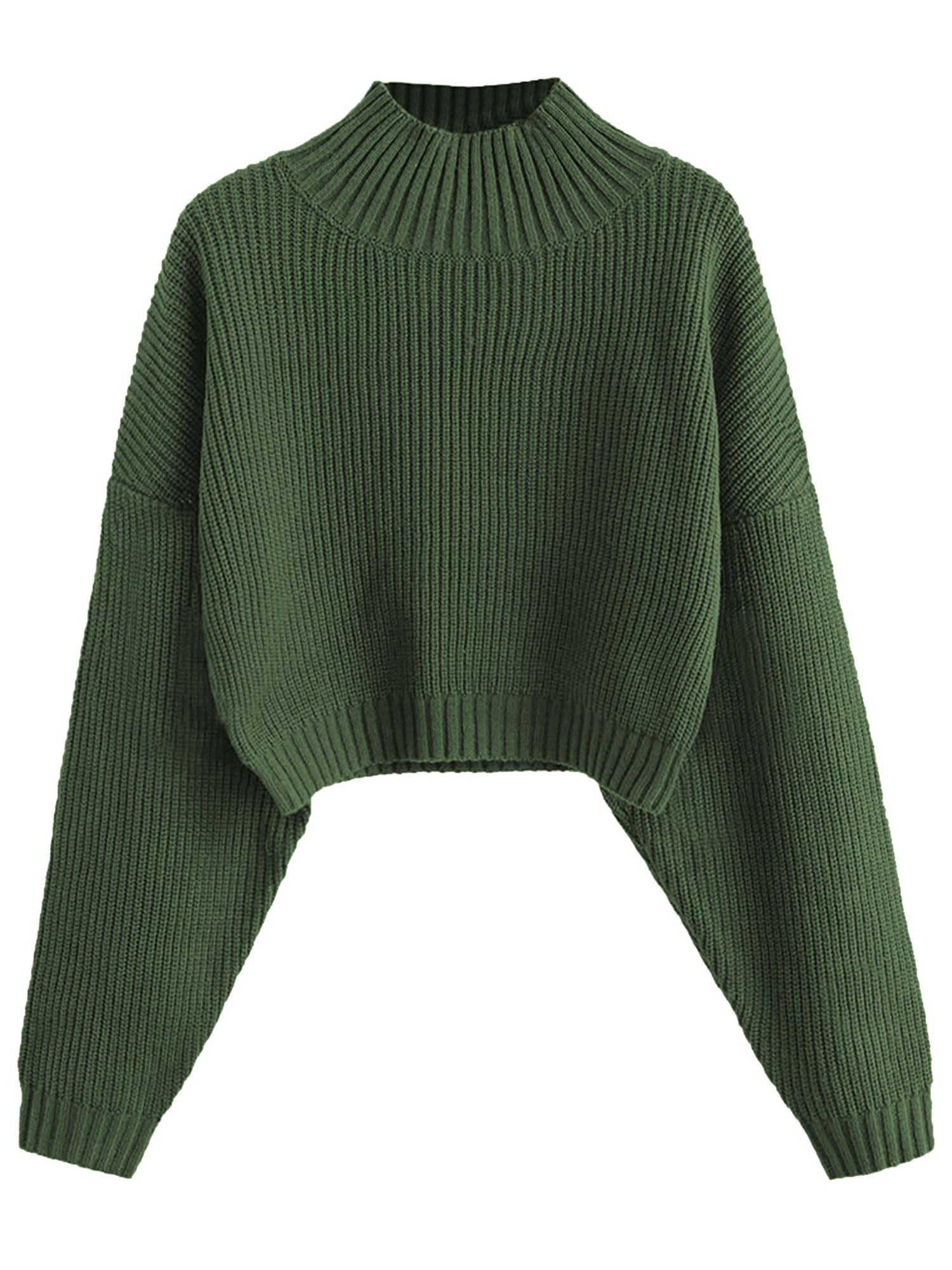 ZAFUL Women's Cropped Turtleneck Sweater Lantern Sleeve Ribbed Knit Pullover Sweater Jumper: ZAFUL Women's Cropped Turtleneck Sweater Lantern Sleeve Ribbed Knit Pullover Sweater Jumper