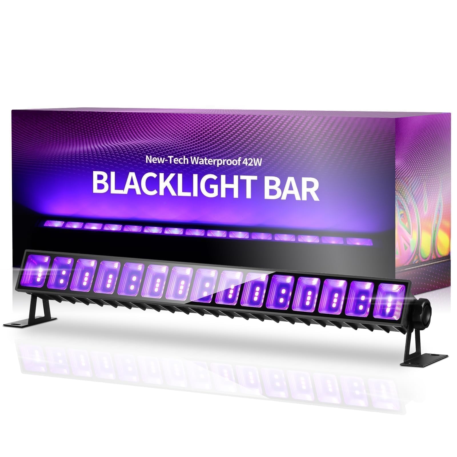 THECHAM 42W LED Black Light Bar, IP66 Waterproof Blacklight Bar with 6ft Cord+Plug+Switch, Black Lights for Glow Party, Fluorescent Poster, Body Paint, Birthday, Halloween, Bedroom, Classroom: THECHAM 42W LED Black Light Bar, IP66 Waterproof Blacklight Bar with 6ft Cord+Plug+Switch, Black Lights for Glow Party, Fluorescent Poster, Body Paint, Birthday, Halloween, Bedroom, Classroom