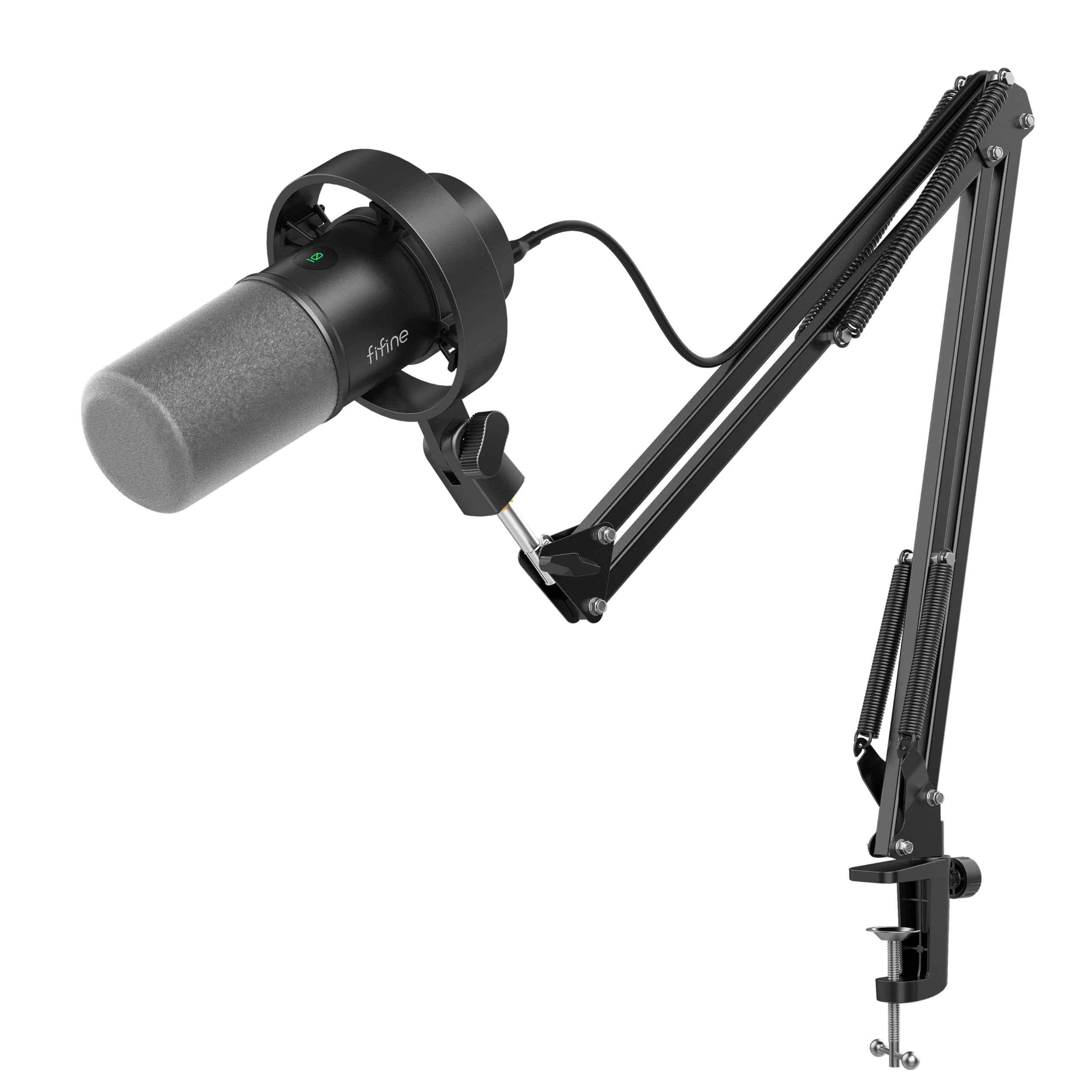 FIFINE K688 Podcast Microphone Kit, USB/XLR Dynamic Microphone with Boom Arm for PC/XLR Mixer, Gaming Mic with Mute Button, Headphone Jack for Vocal, Voice-Over, Streaming, Music Recording -K688CT: Black