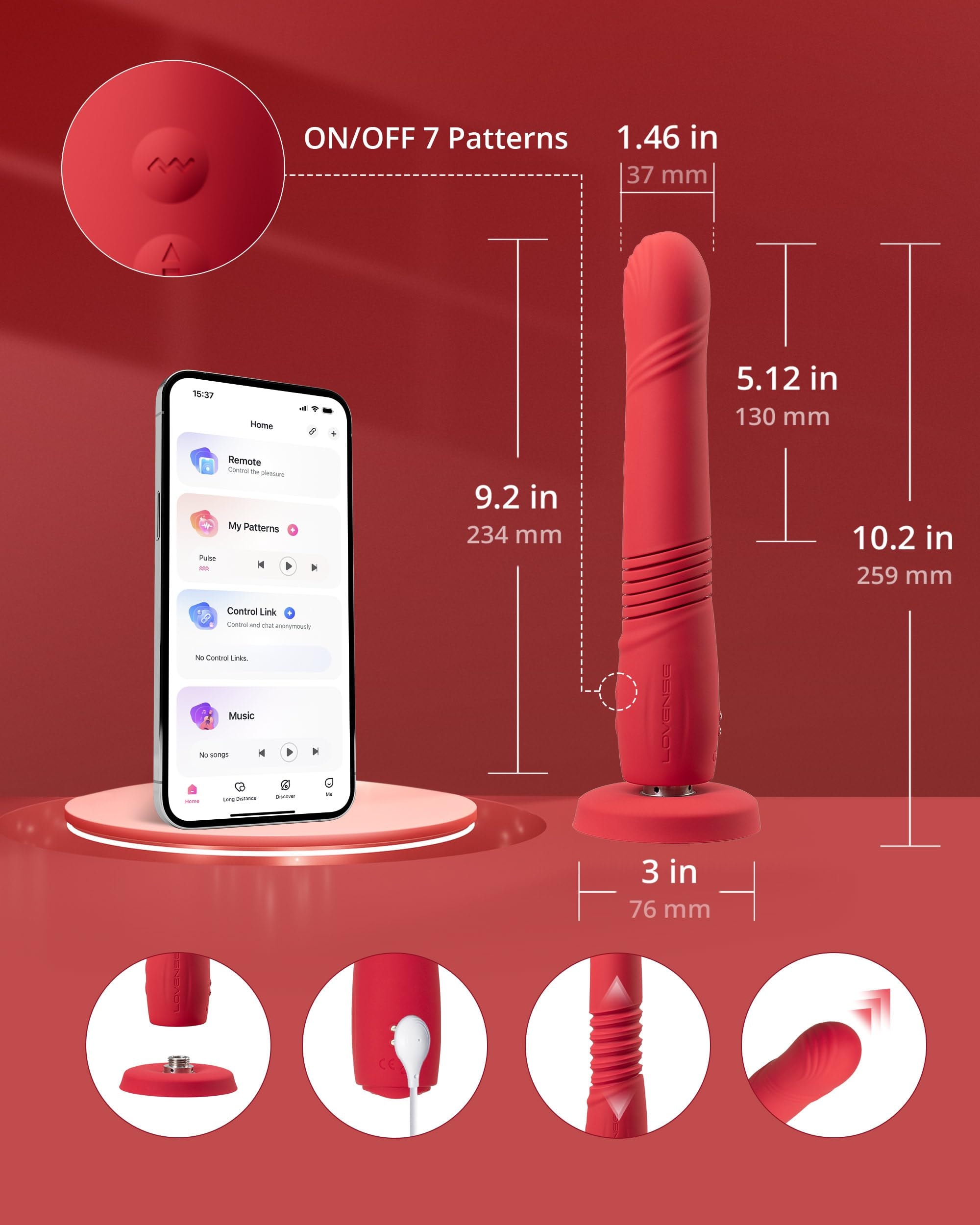 LOVENSE Gravity G Spot Thrusting Vibrator, App Remote Control G-Spot Vibrator for Women Rechargeable G Spot Dildo Thrusting & Vibrating Modes, Bluetooth Adult Sex Toys for Couples Play - Image 7