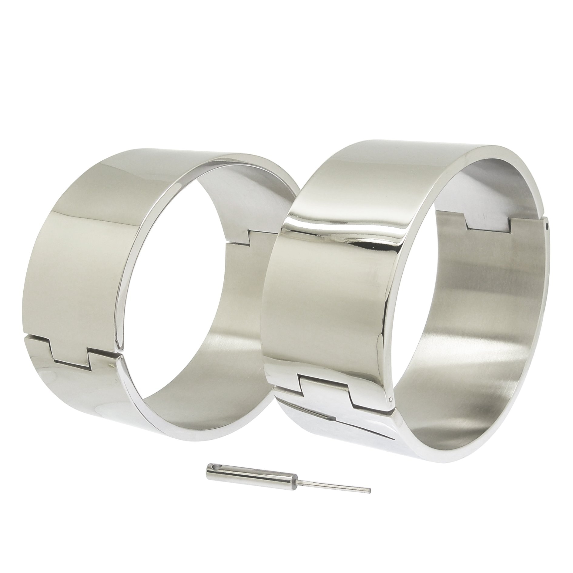 ACECHANNEL Polished shining stainless steel oval shape wrist ankle cuffs lockable bangle salve bracelets: ACECHANNEL Polished shining stainless steel oval shape wrist ankle cuffs lockable bangle salve bracelets