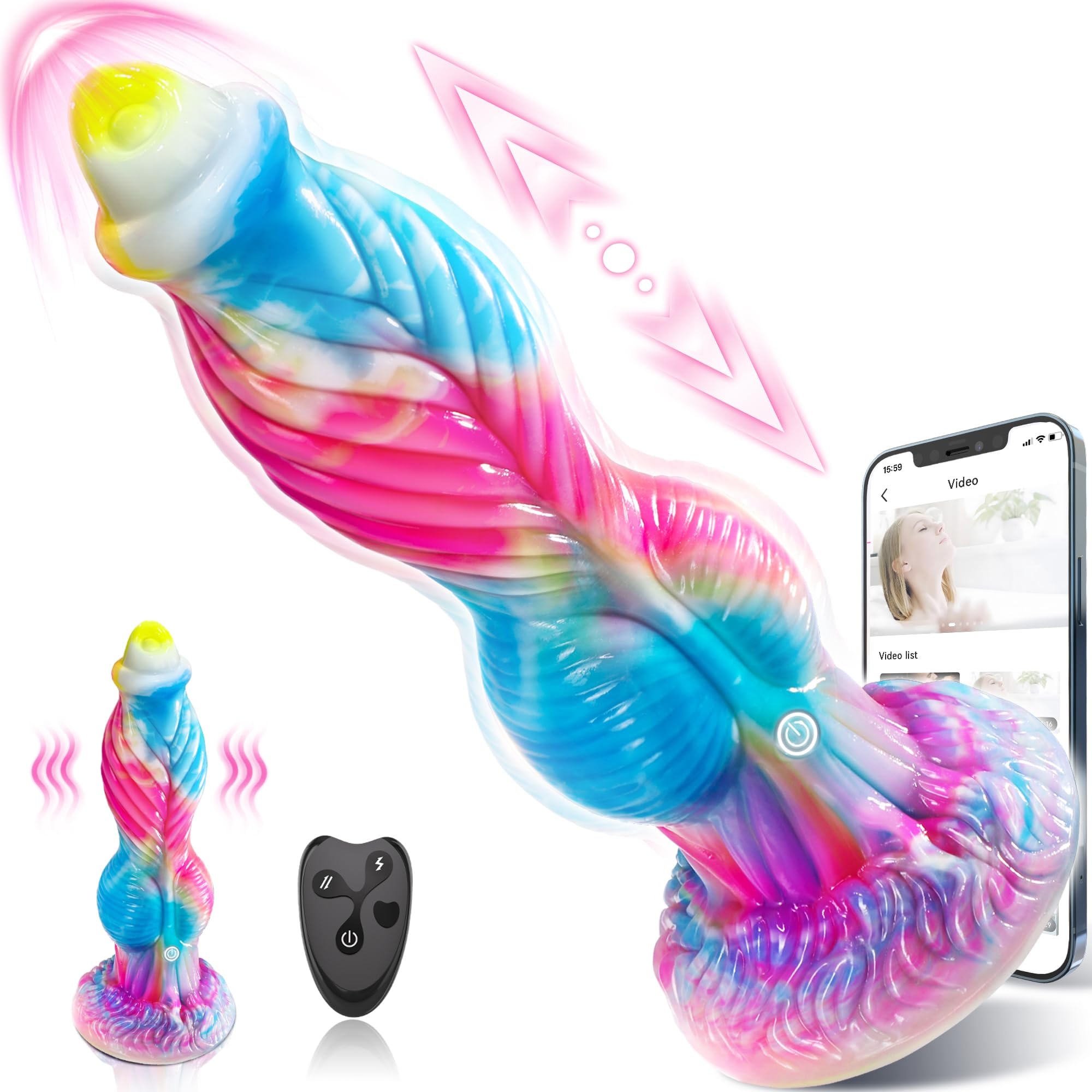 Thrusting Dildo Vibrator Sex Toys - 10.2" 4IN1 Thick Dildo Anal Toys, U G-spot Huge Dildo Upgraded App Remote Control Dildos Multi-Modes, Horse Dildo Dragon Dildo Adult Sex Toys & Games, BluePink: Blue Pink