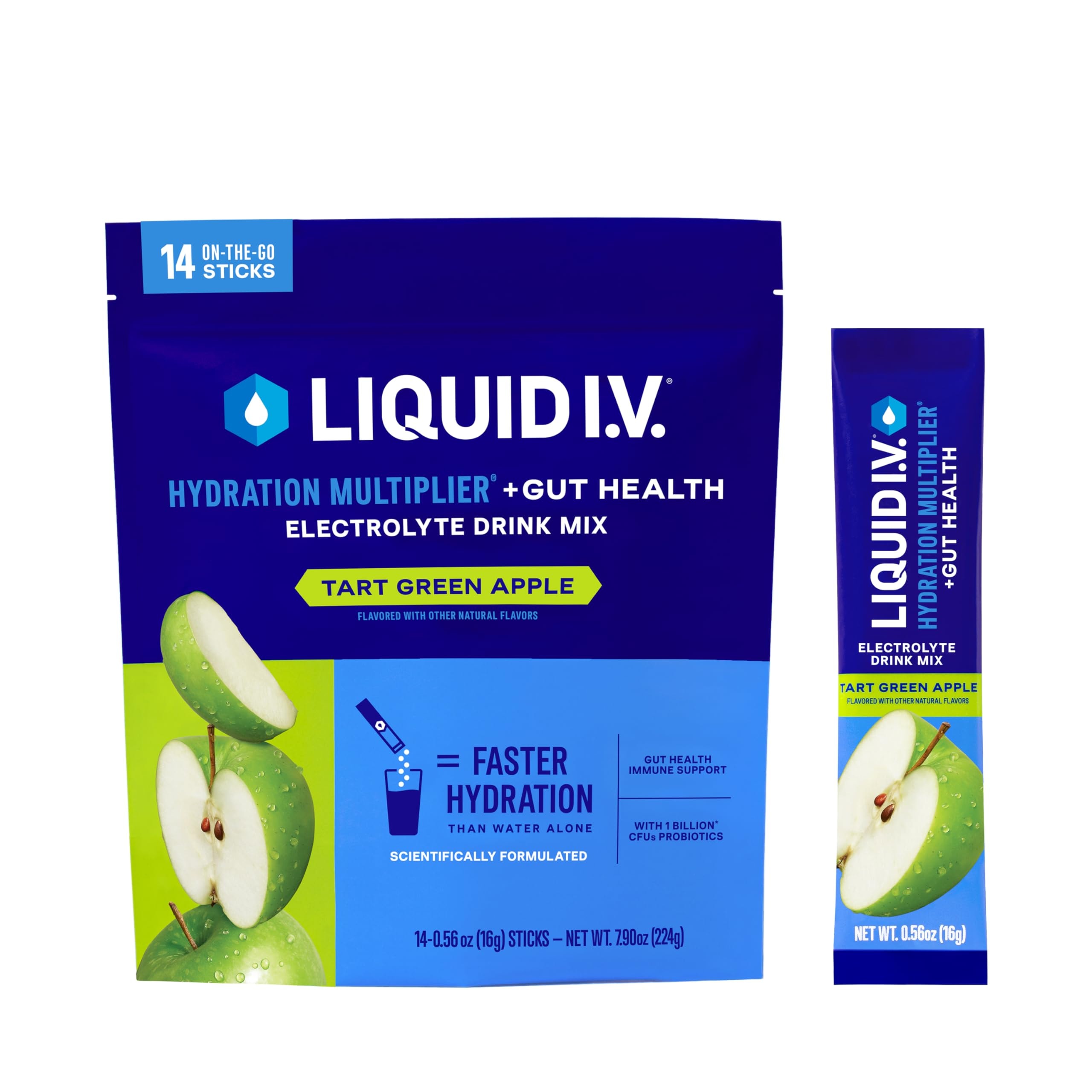 Liquid I.V.® Hydration Multiplier® + Probiotic Kombucha - Tart Green Apple - Hydration Powder Packets | Electrolyte Drink Mix | Easy Open Single-Serving Stick | Non-GMO | - Image 1