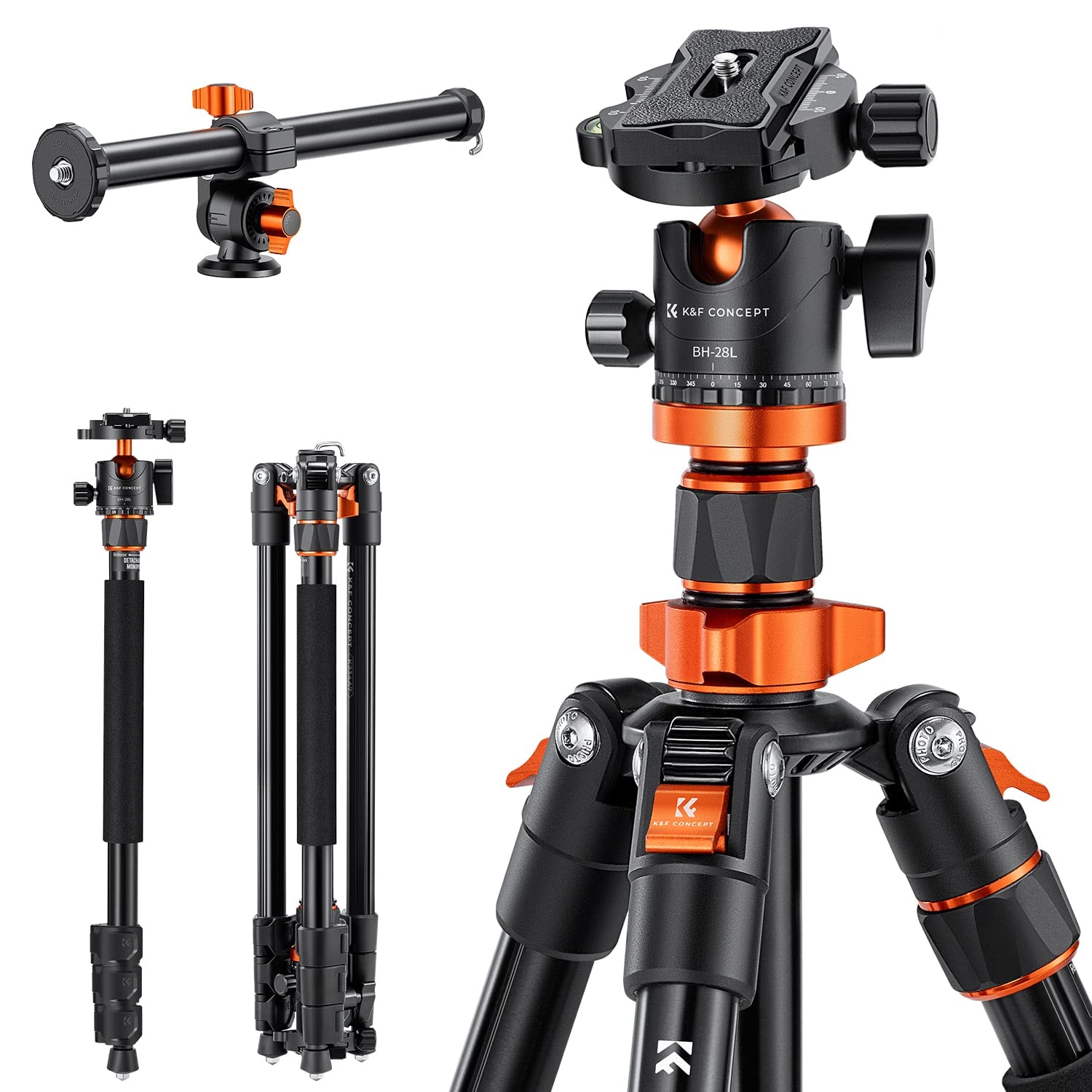 K&F Concept 78 inch Camera Tripod for DSLR Compact Aluminum Tripod with 360 Degree Ball Head and 10KG Load for Travel and Work  (S210) - Image 1