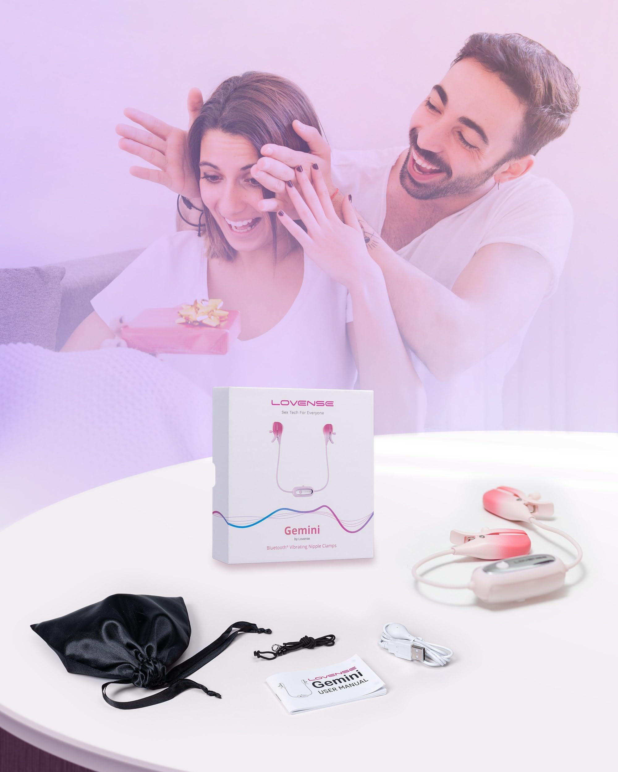 LOVENSE Gemini Vibrating Nipple Clamps, Bluetooth Adjustable Nipple Stimulator with App Remote Control, Rechargeable Sex Toys for Women Men Couples Play Two-Color Gradient - Image 7