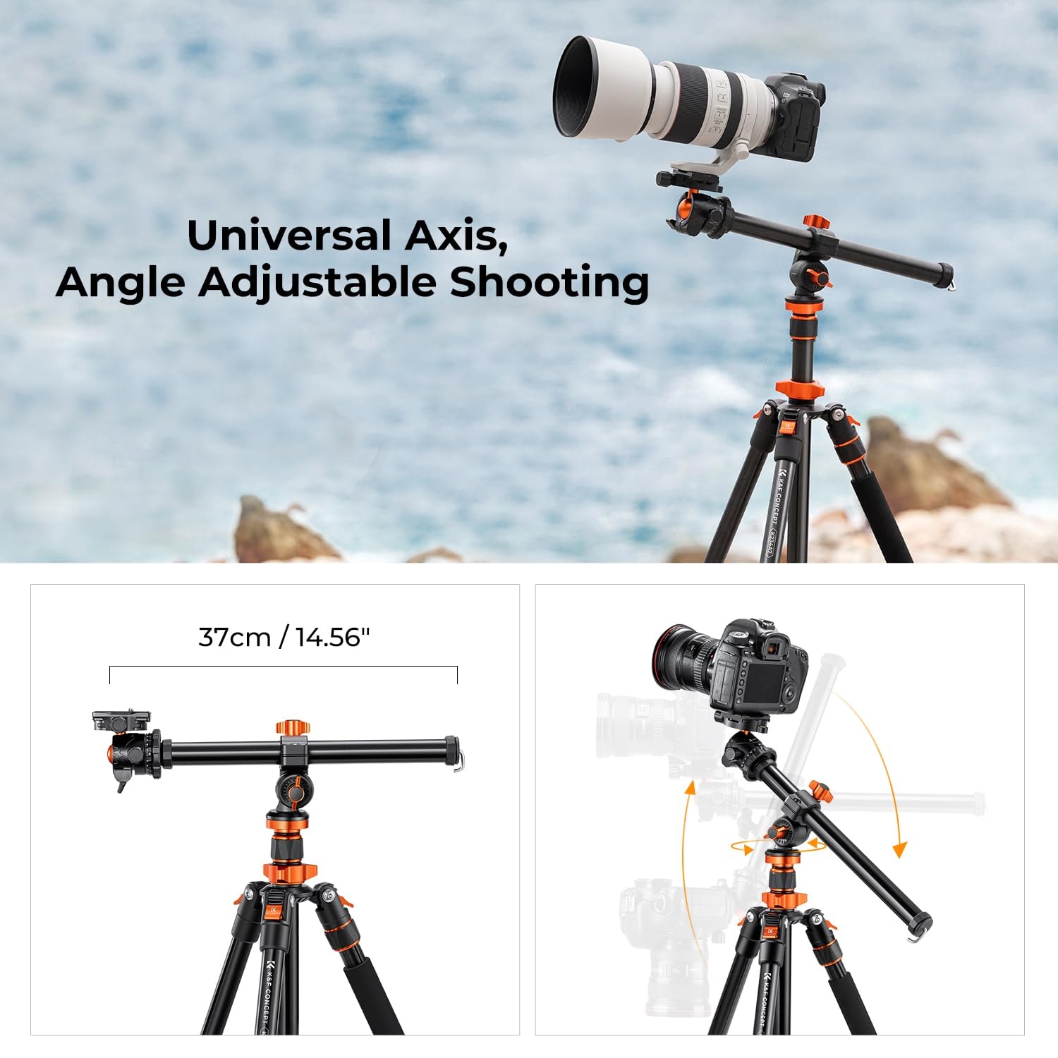 K&F Concept 78 inch Camera Tripod for DSLR Compact Aluminum Tripod with 360 Degree Ball Head and 10KG Load for Travel and Work  (S210) - Image 4