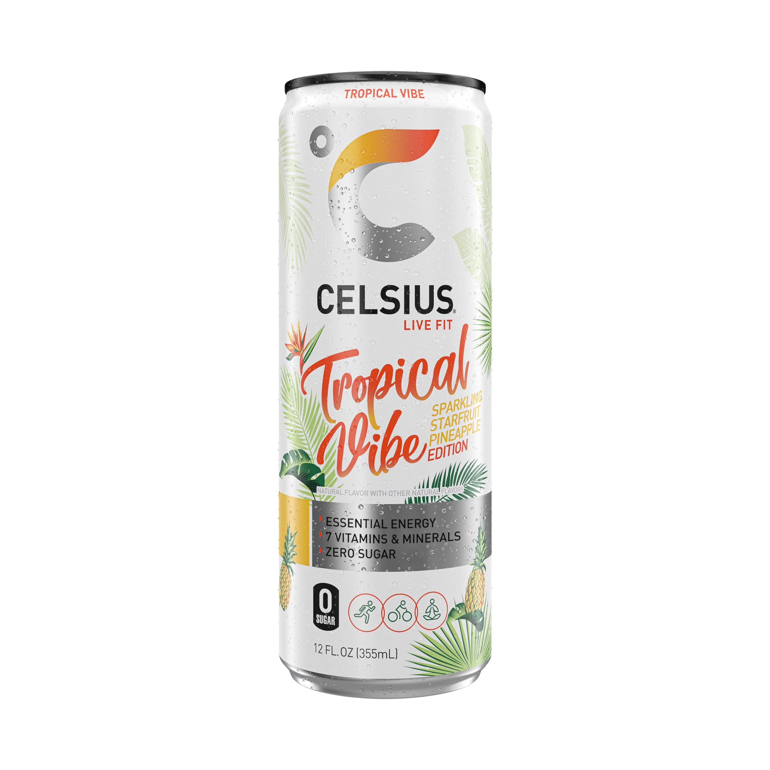 CELSIUS Sparkling Tropical Vibe, Functional Essential Energy Drink 12 Fl Oz (Pack of 12) - Image 5