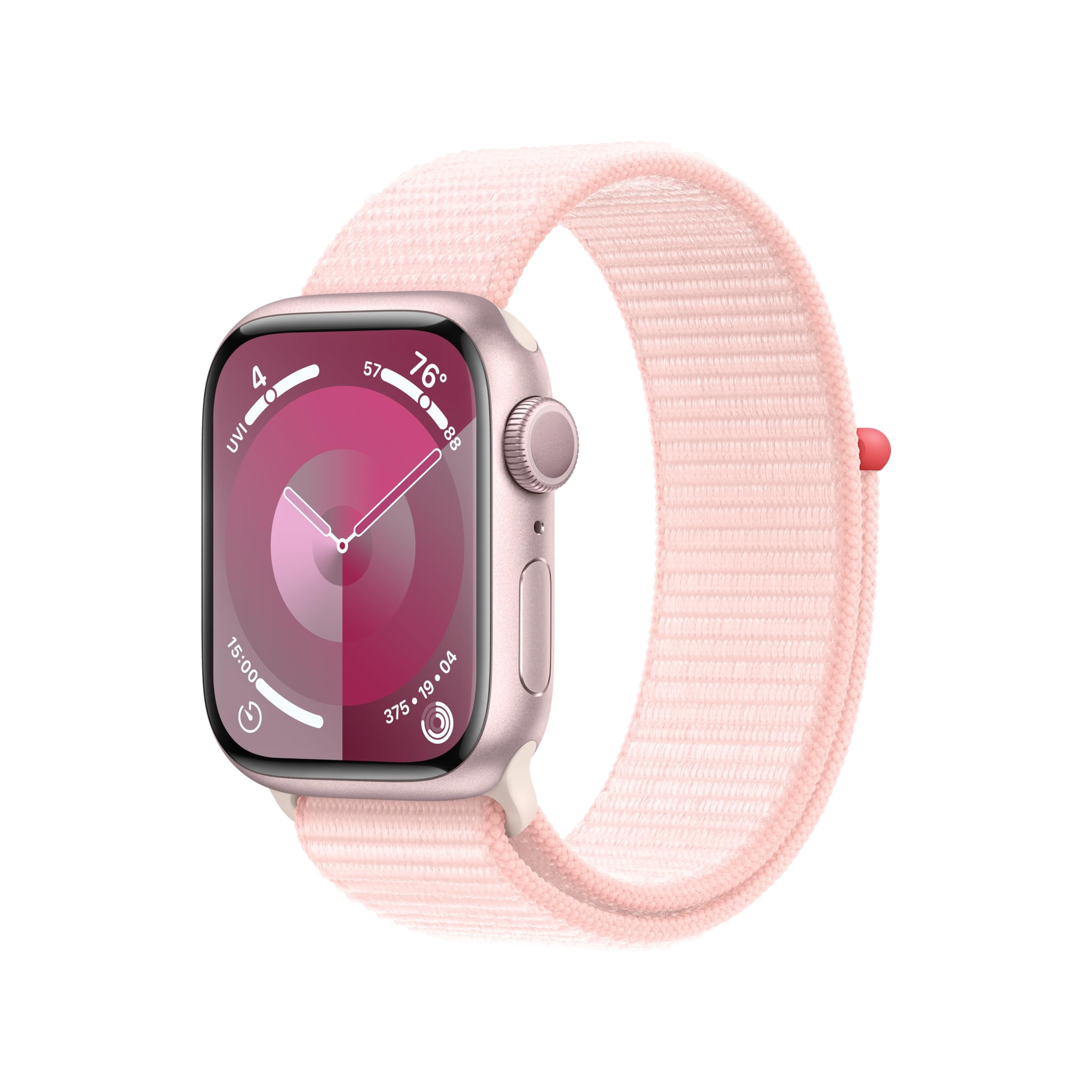 Apple Watch Series 9 [GPS 41mm] Smartwatch with Pink Aluminum Case with Light Pink Sport Loop One Size. Fitness Tracker, ECG Apps, Always-On Retina Display, Carbon Neutral - Image 1