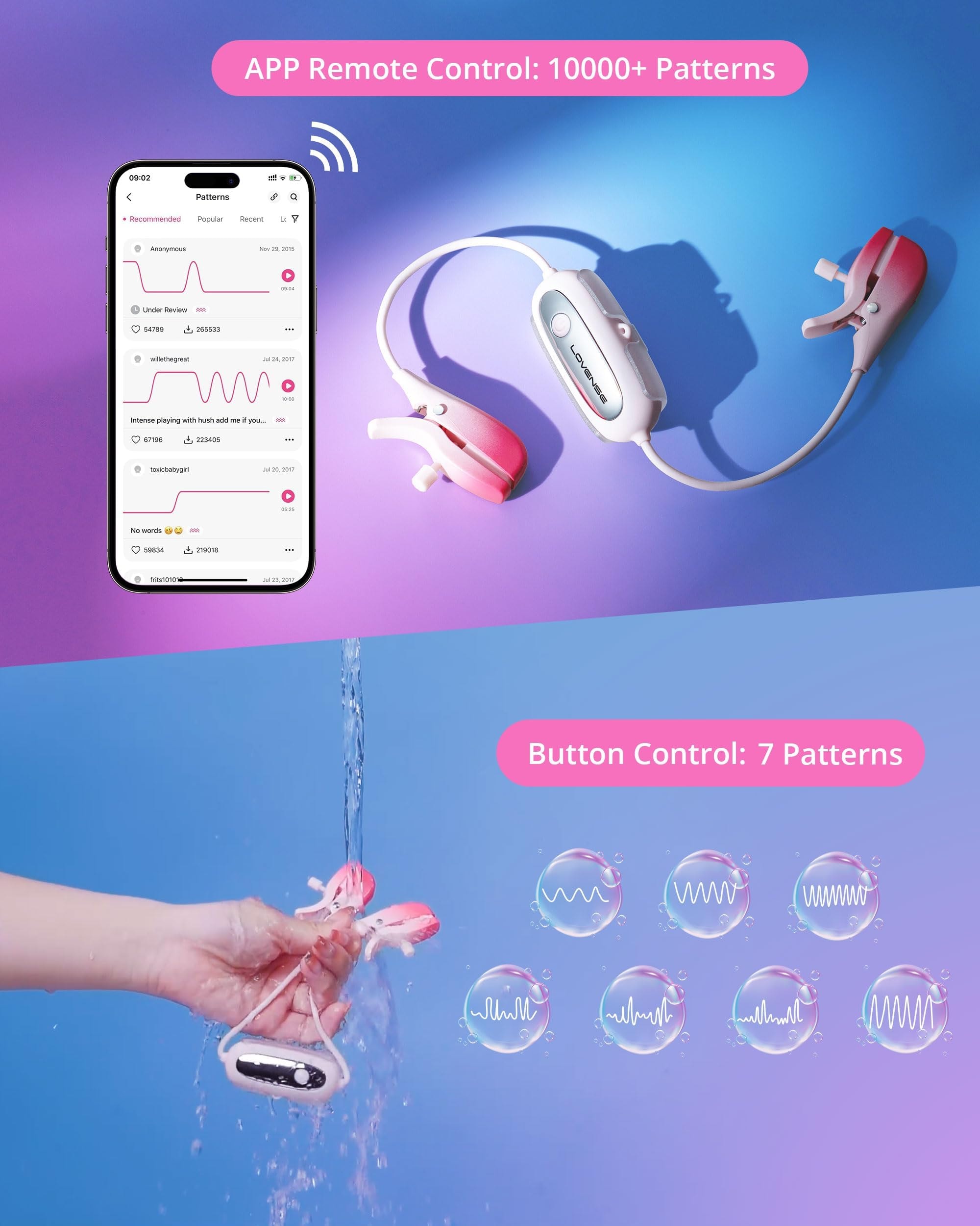 LOVENSE Gemini Vibrating Nipple Clamps, Bluetooth Adjustable Nipple Stimulator with App Remote Control, Rechargeable Sex Toys for Women Men Couples Play Two-Color Gradient - Image 4