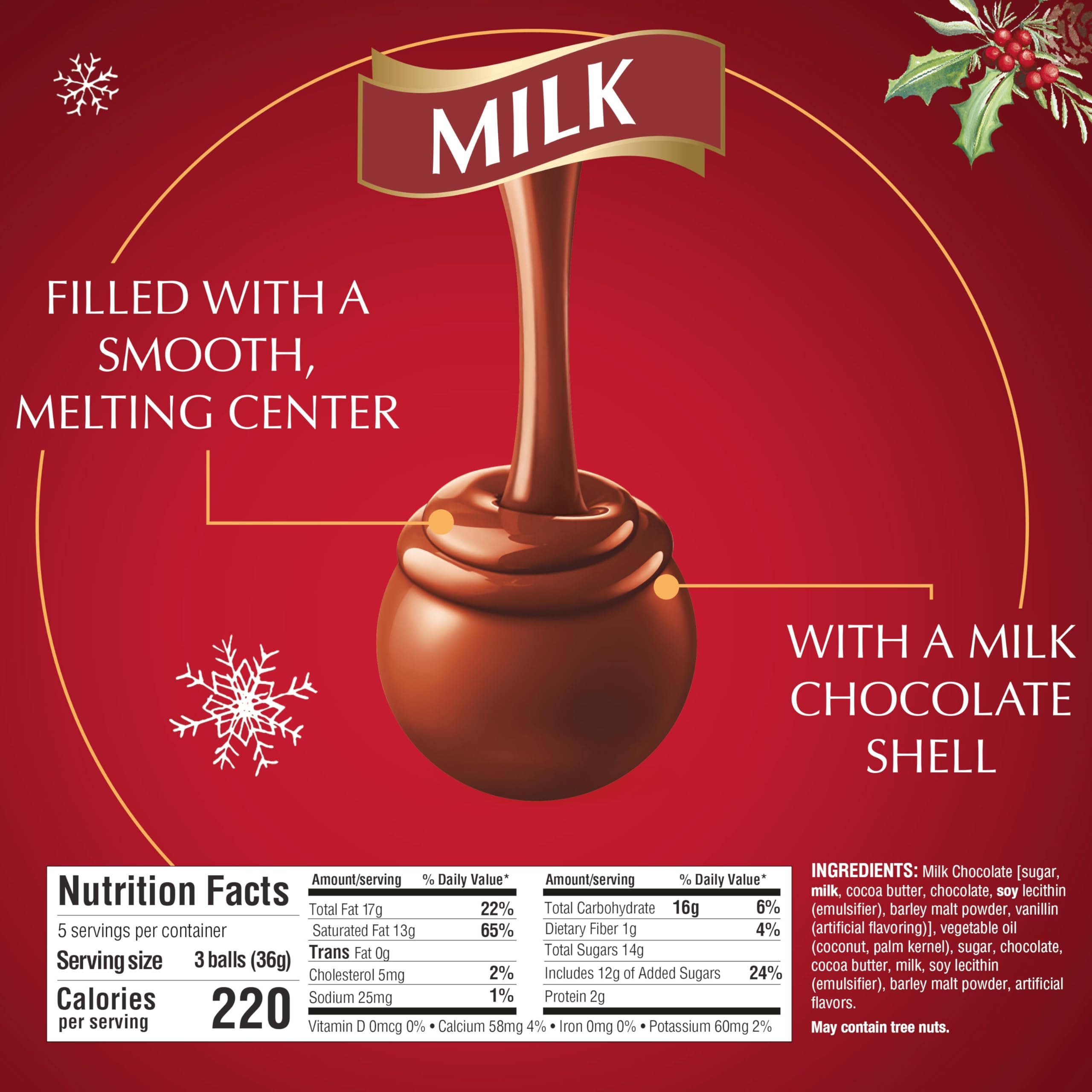 Lindt LINDOR Milk Chocolate Candy Truffles Traditions Gift Box, Milk Chocolate Candy with Smooth, Melting Truffle Center, 6.8 oz. - Image 6