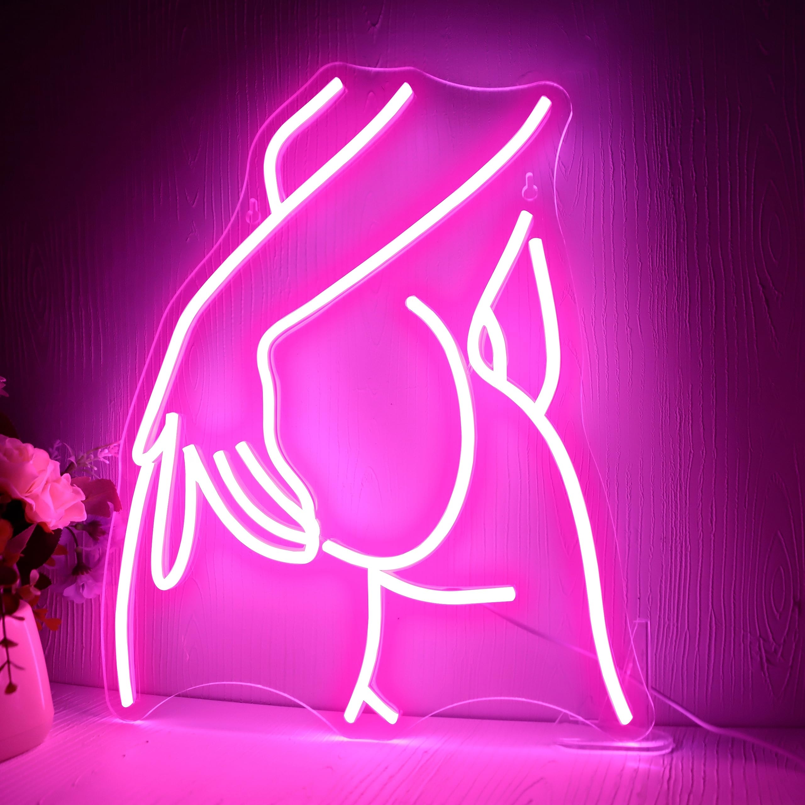 Pretty Ladies Body Neon Sign, Woman Body Neon Sign,Lady Buttocks Neon Sign, Aesthetic Pink Ass Line Art Neon Light, USB Powered for Bachelor Club Garage Party Bedroom Bar Shop Logo Business Signs - Image 1