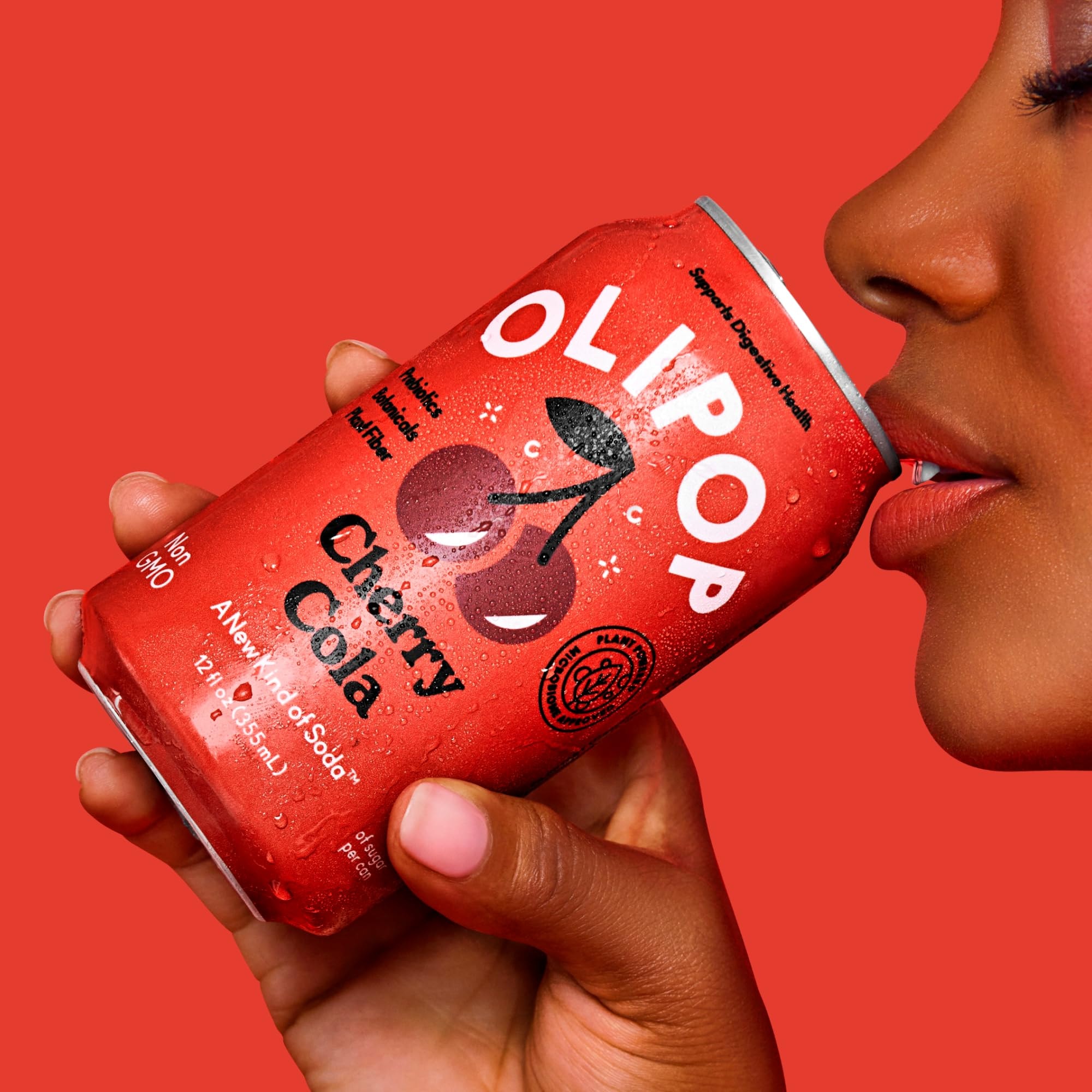 OLIPOP Prebiotic Soda Pop, Cherry Cola, A New Kind of Soda Packed with Prebiotics, Fiber, and Botanicals, Gluten Free, Vegan, GMO Free, 12oz (12-Cans) - Image 5