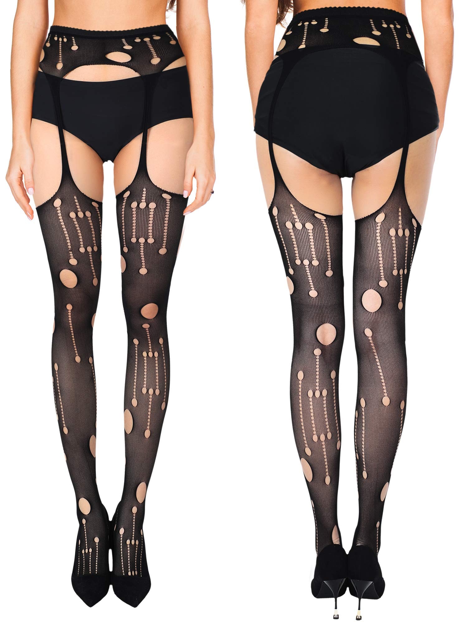 Skylety 6 Pairs Women Fishnet Thigh High Stockings Suspender Pantyhose Stockings for Halloween - Image 4