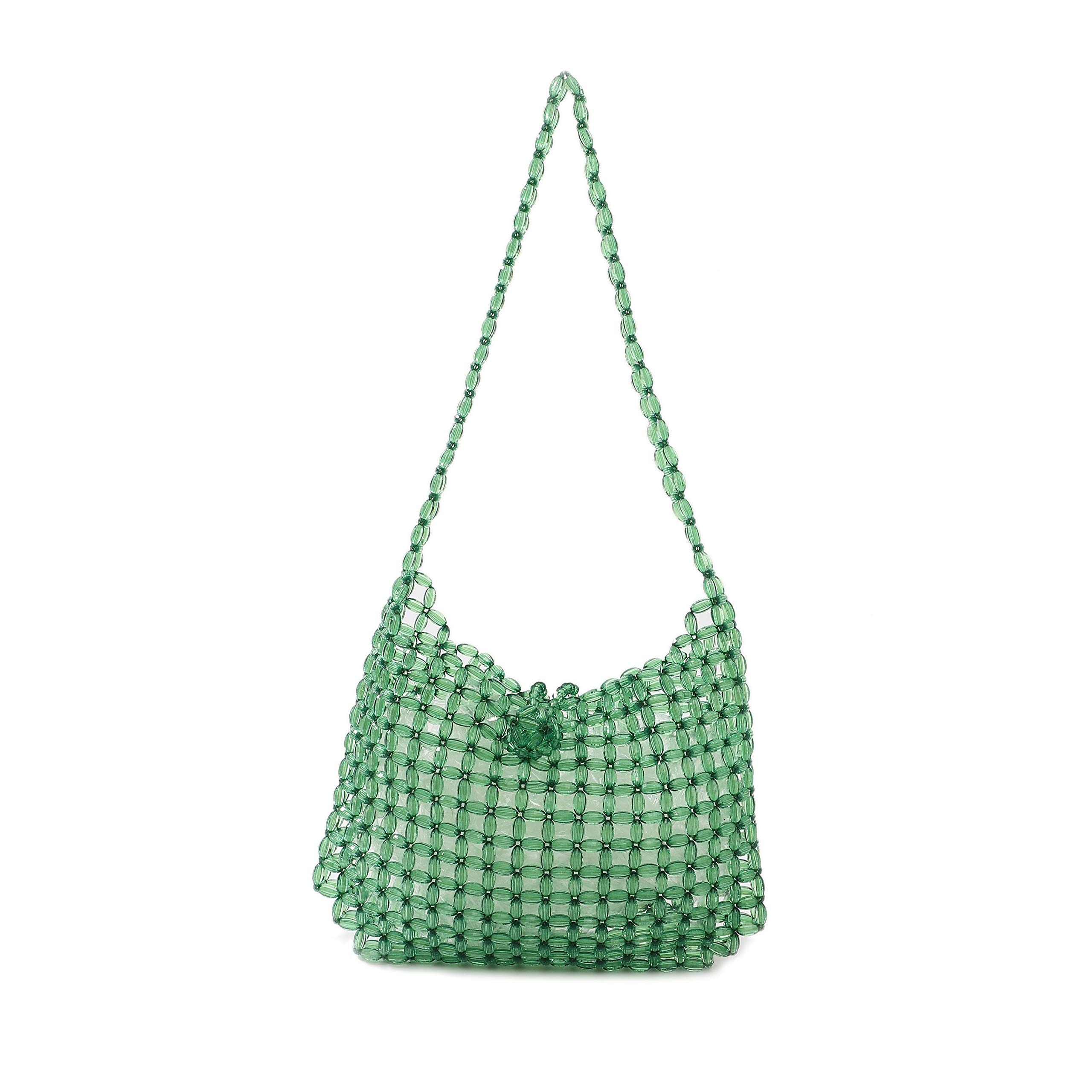 Abvokury YIFEI Women Green Colored Transparent Beaded Acrylic Shoulderbag Evening Handmade Crossbody Bags: Abvokury YIFEI Women Green Colored Transparent Beaded Acrylic Shoulderbag Evening Handmade Crossbody Bags