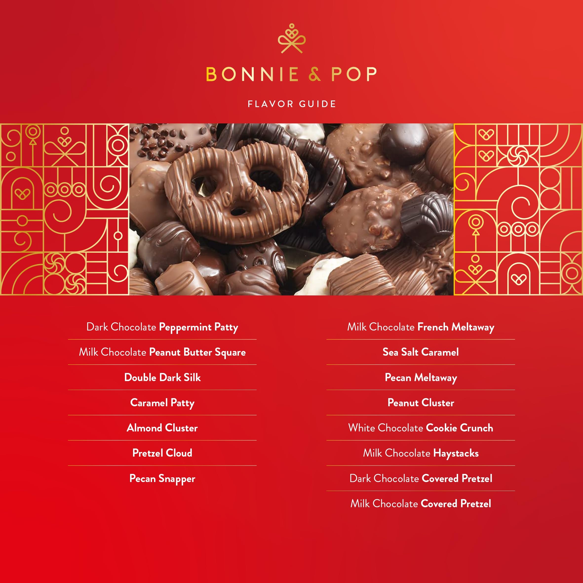 BONNIE AND POP - Valentines Day Chocolate Gift Basket- Gourmet Chocolate Snack Variety Present in Keepsake Tray- Includes Belgium Pretzels, Peppermint Patties, Sea Salt Caramels, Chocolate Espresso Beans- Bonnie and Pop - Image 4