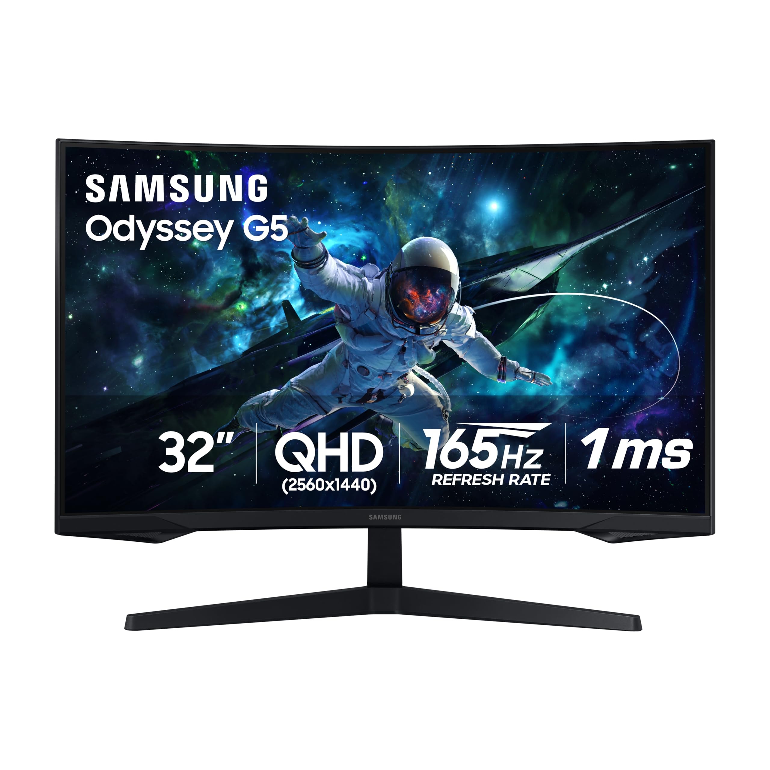 SAMSUNG 32” Odyssey G55C Series QHD 1000R Curved Gaming Monitor, 1ms(MPRT), HDR10, 165Hz, AMD Radeon FreeSync, Eye Care, Glare Free, Sharp Resolution LS32CG550ENXZA, 2024: G5 – 165Hz 32-inch Curved QHD