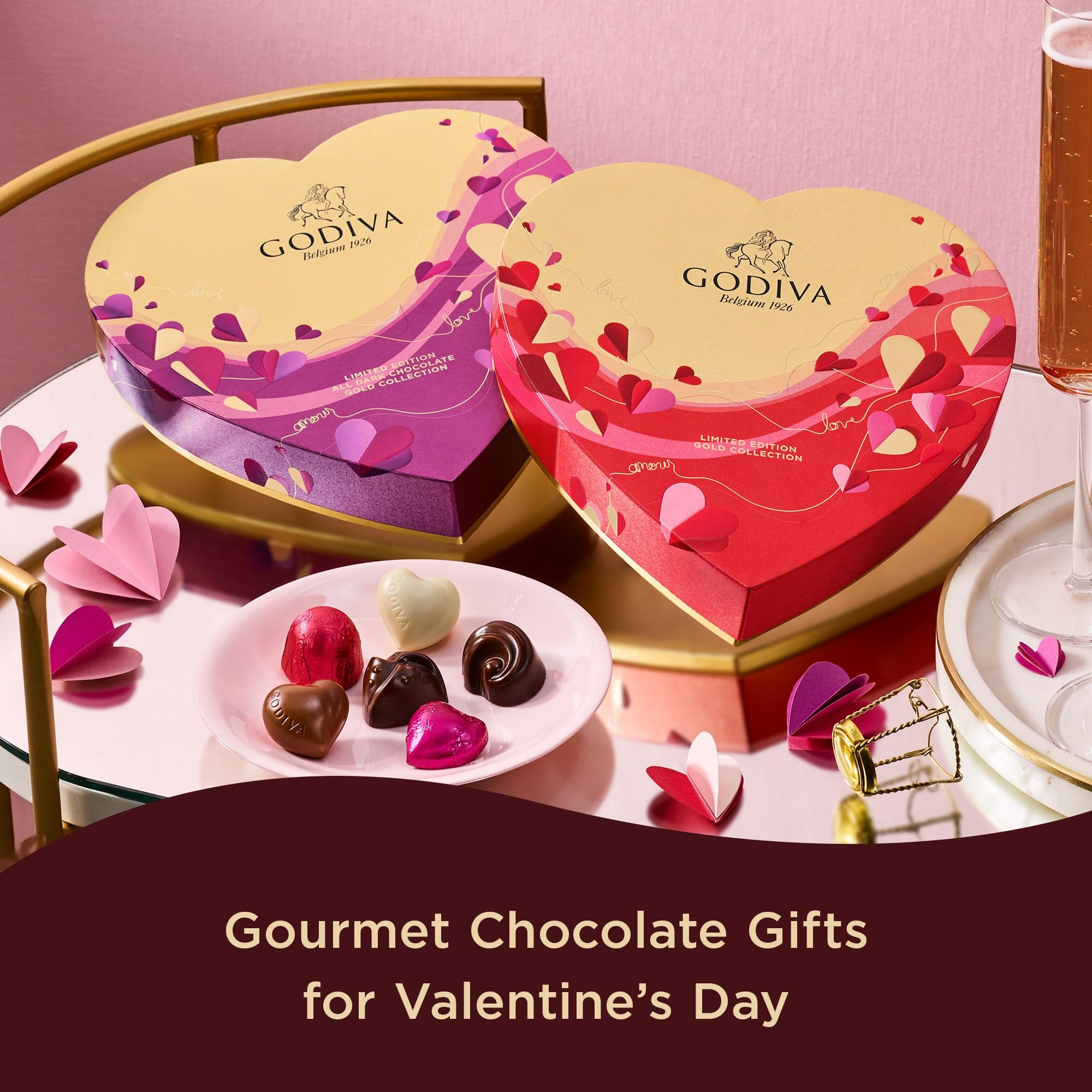 Godiva Chocolatier Valentine’s Day Heart Chocolate Gift Box - 14 Piece Assorted Milk, White and Dark Chocolate with Gourmet Fillings – Elegant Treat for Women or Men - Image 4