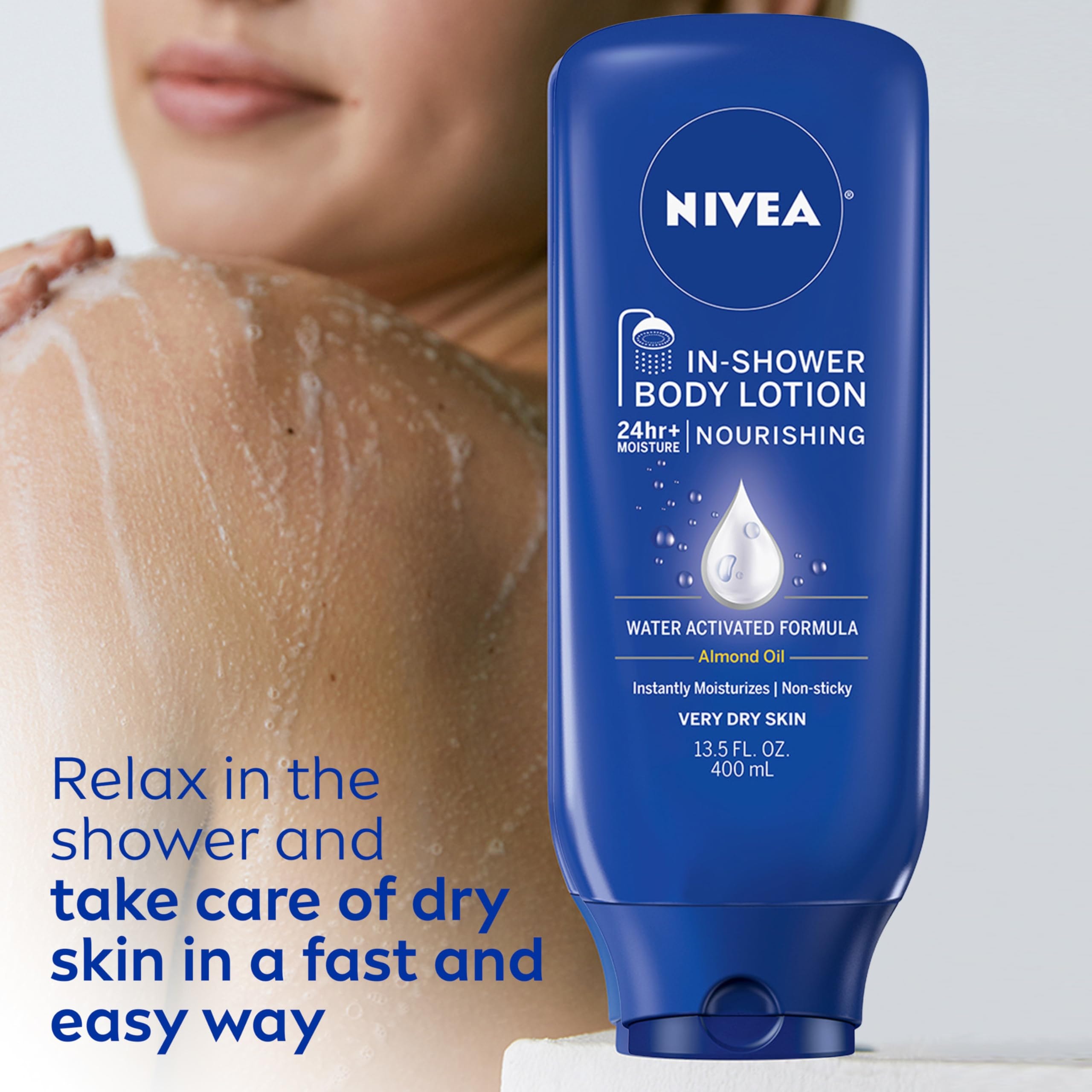 NIVEA Nourishing In Shower Lotion, Body Lotion for Dry Skin, 13.5 Fl Oz Bottle - Image 7