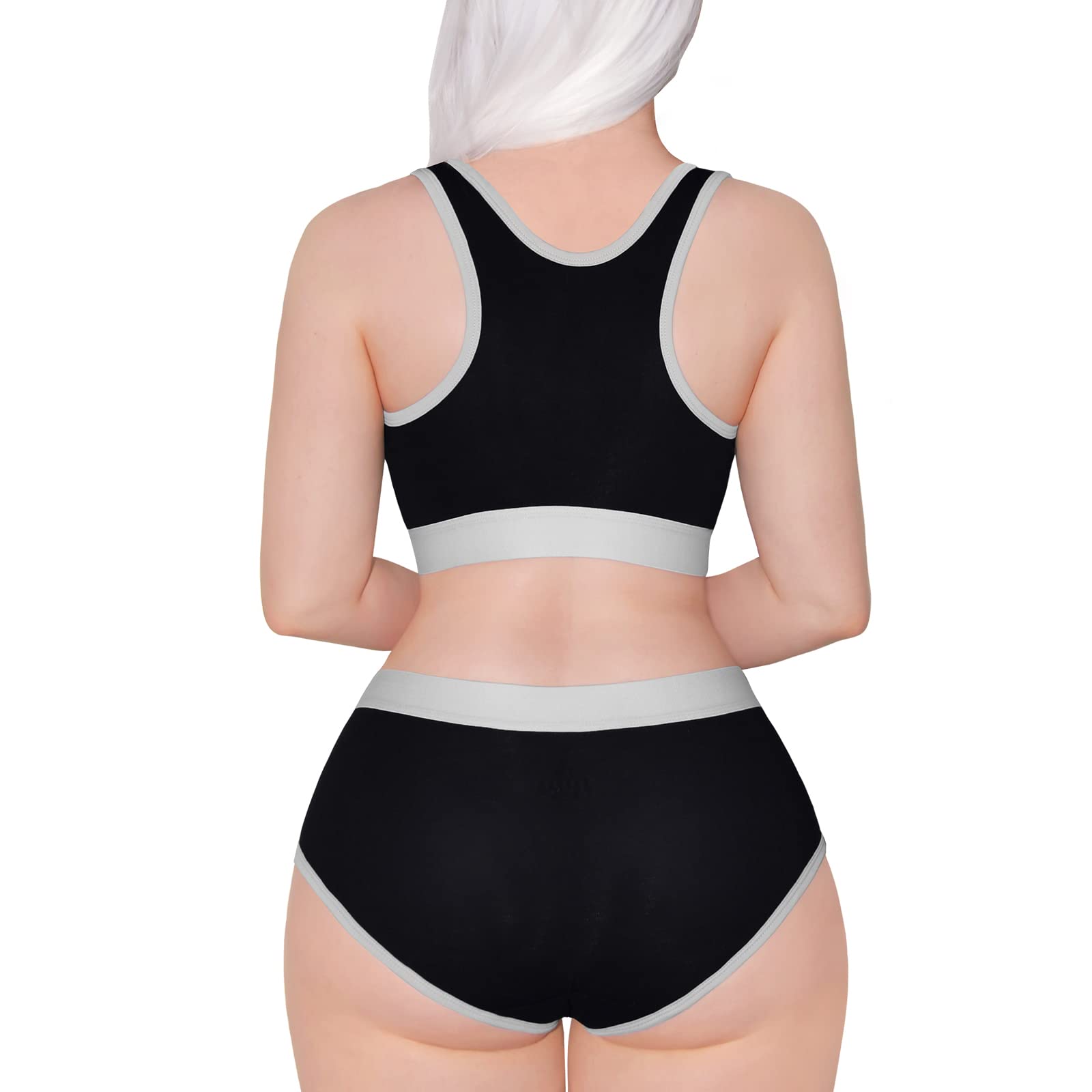 Littleforbig Women Cotton Camisole and Panties Sports loungewear Bralette Set - Let's Play Gamer Girl: 3X-Large Black
