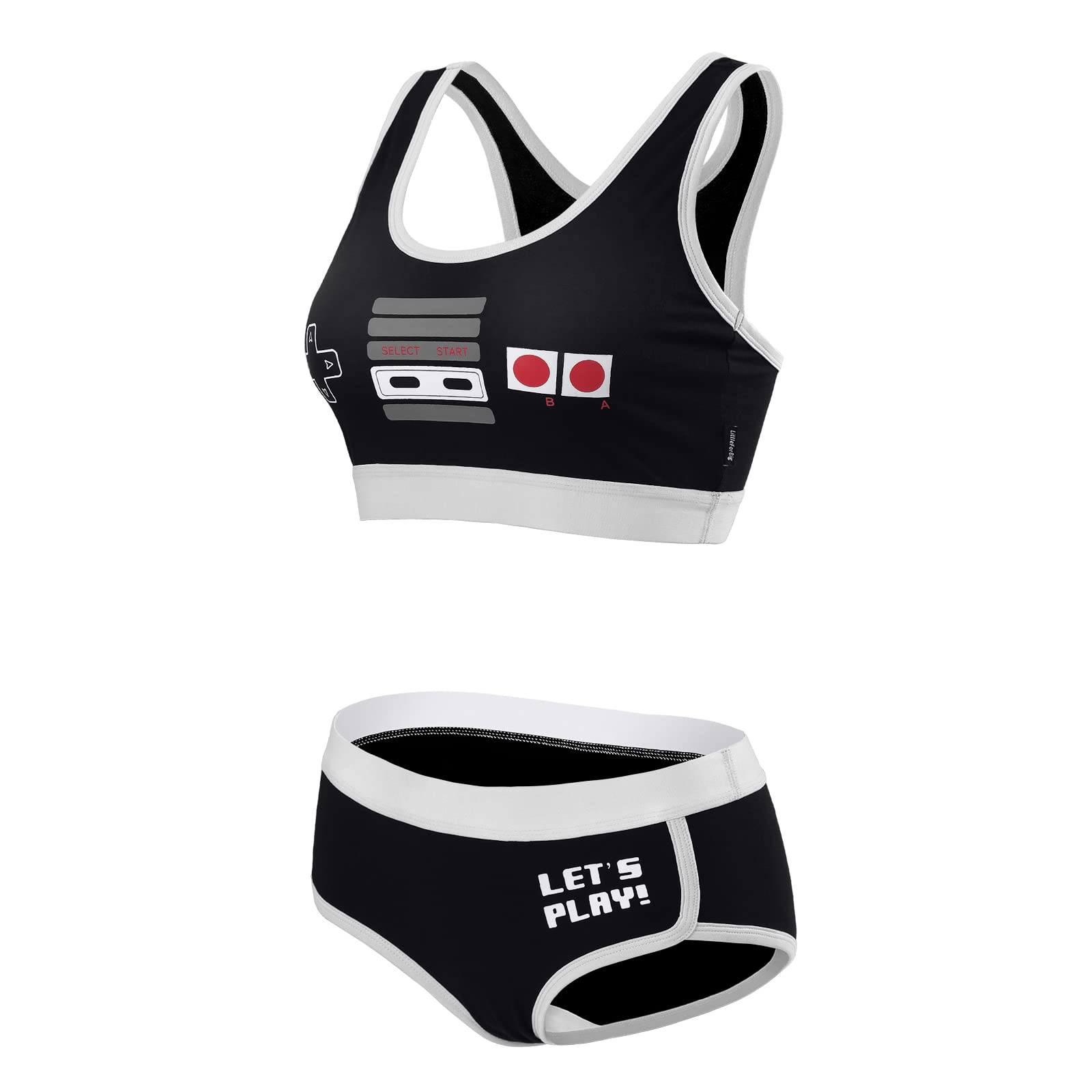 Littleforbig Women Cotton Camisole and Panties Sports loungewear Bralette Set - Let's Play Gamer Girl: 3X-Large Black