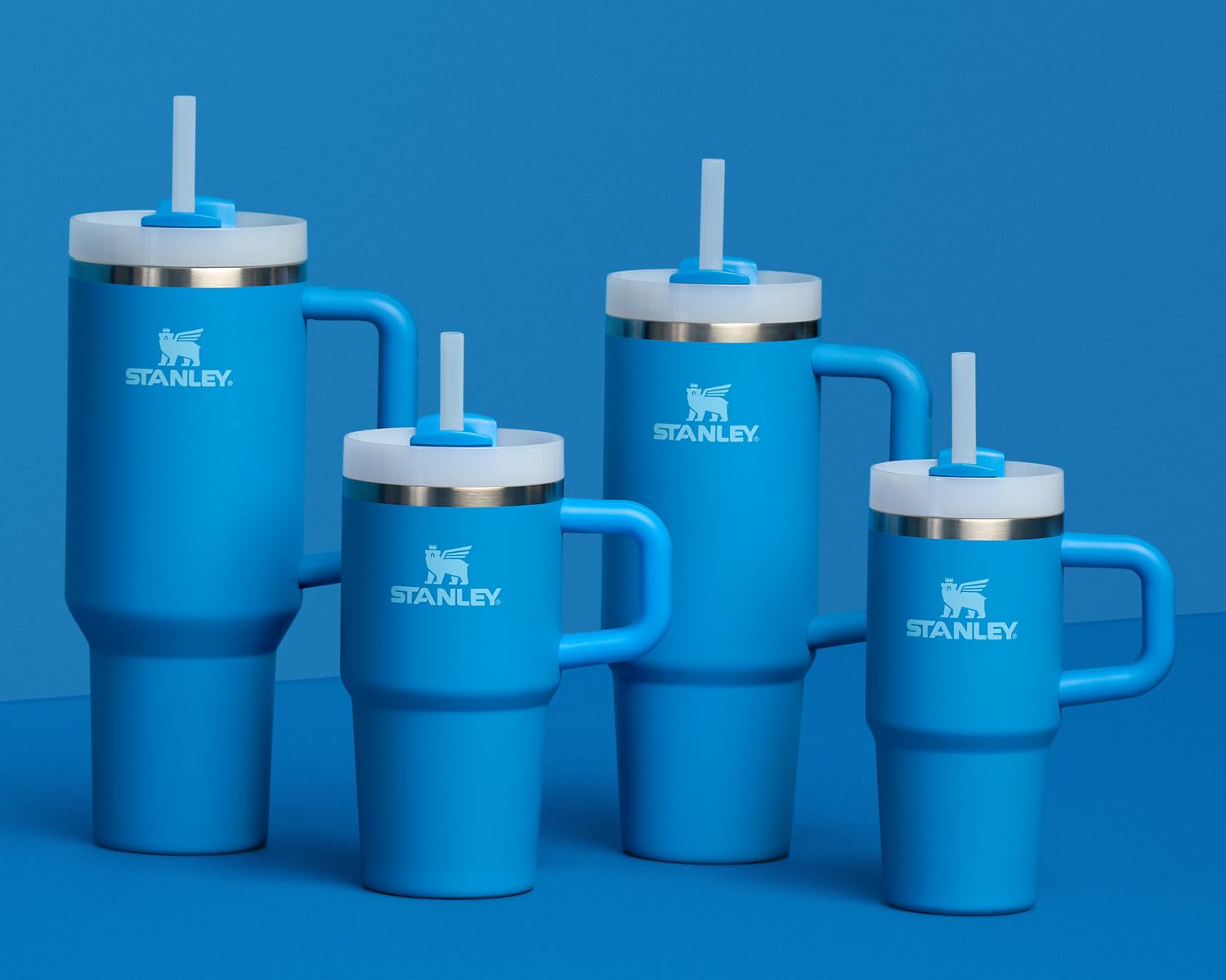Stanley Quencher H2.0 Tumbler with Handle and Straw 30 oz | Flowstate 3-Position Lid | Cup Holder Compatible for Travel | Insulated Stainless Steel Cup | BPA-Free | Rose Quartz 2.0: 14 Ounces Azure