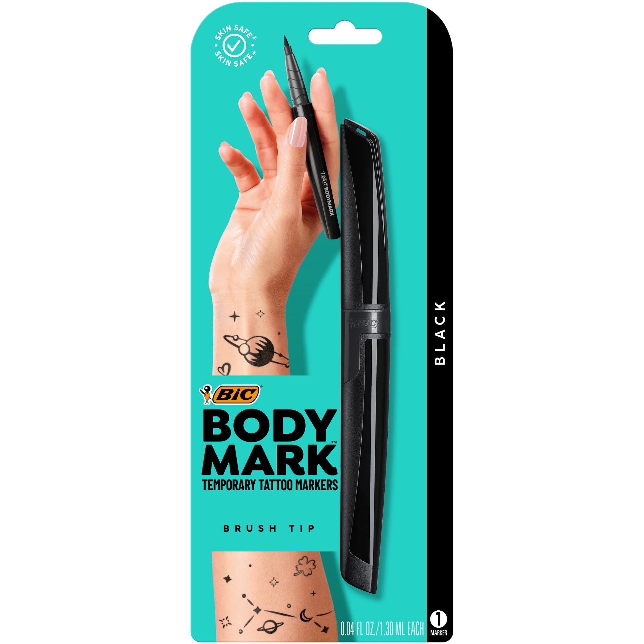Bic BodyMark Temporary Tattoo Markers, black, 0.04 Fl Oz: 1 Count (Pack of 1)