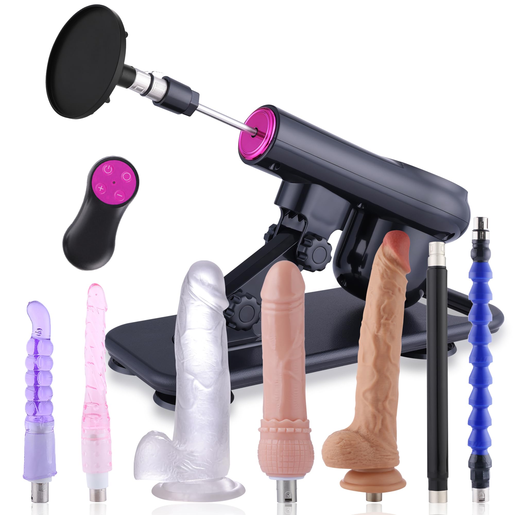 Sex Machine Dildo Machine for Women,Fuck Machine with Powerful Suction Cups,Thrusting Machine with 3Xlr Connector,Thrusting Machine with 8 Attachments Sex Toys: Black One