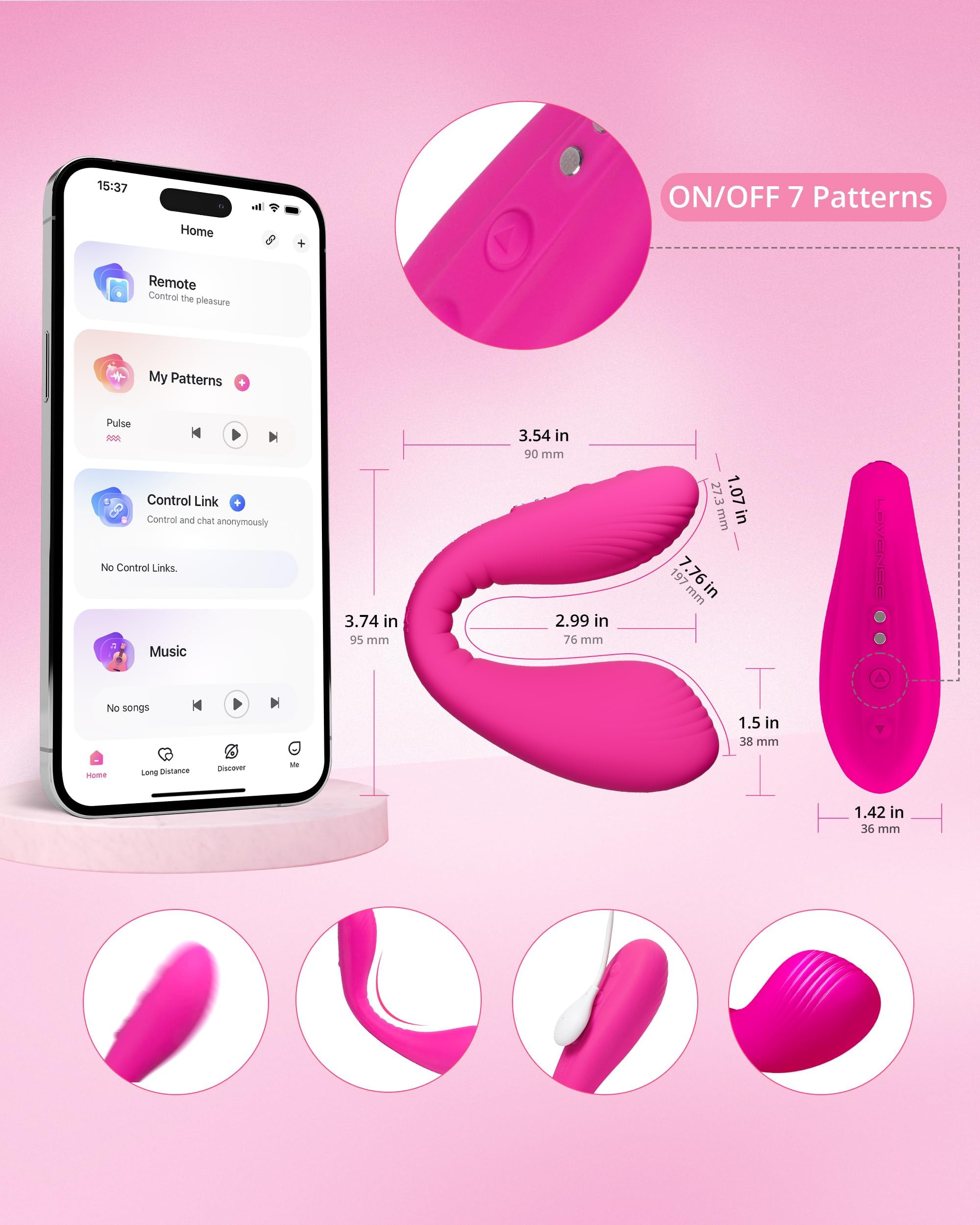 LOVENSE Dolce Remote Control Vibrator,Adult Sex Toys & Games,Womens Sex Toys,Clitoris & G-spot Vibrating Sex Toy for Double Stimulation with 10 Vibration Patterns