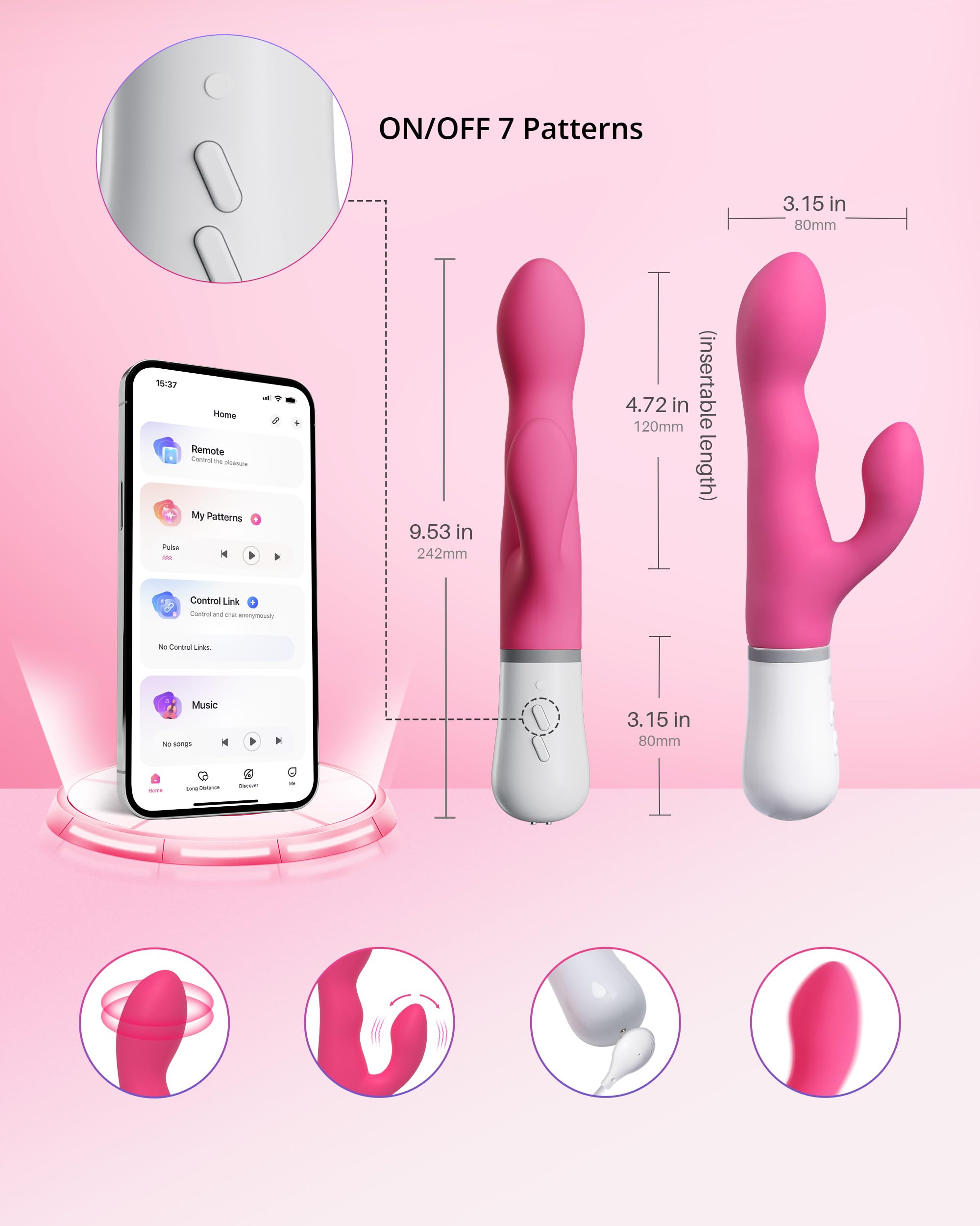 LOVENSE Nora Rabbit Vibrator with APP Control, Pink Vibrator Rabbit with Dual Motor, Clitoral Stimulator Dildo Massager, Sex Toys for Women with Smartphone Wireless