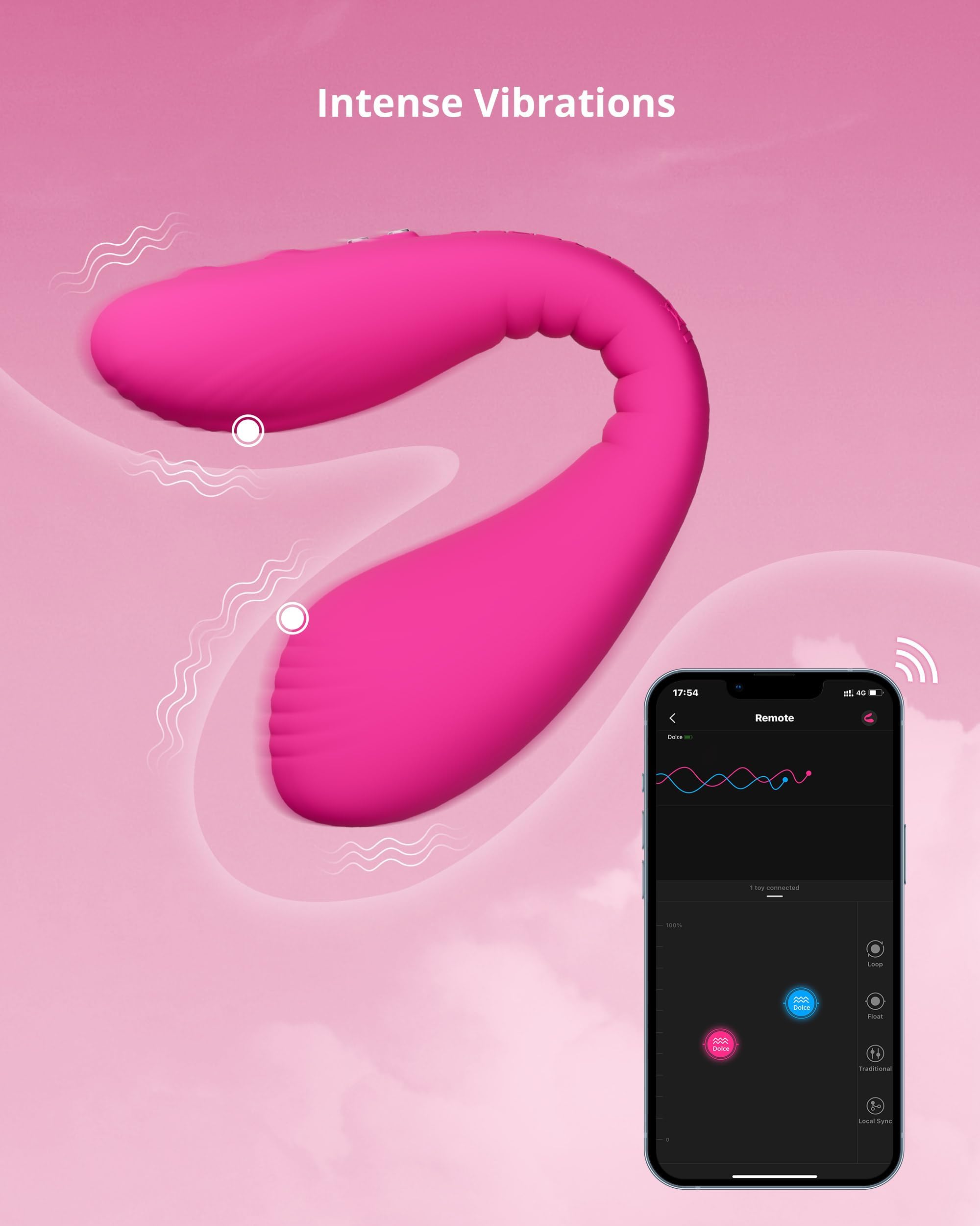 LOVENSE Dolce Remote Control Vibrator,Adult Sex Toys & Games,Womens Sex Toys,Clitoris & G-spot Vibrating Sex Toy for Double Stimulation with 10 Vibration Patterns
