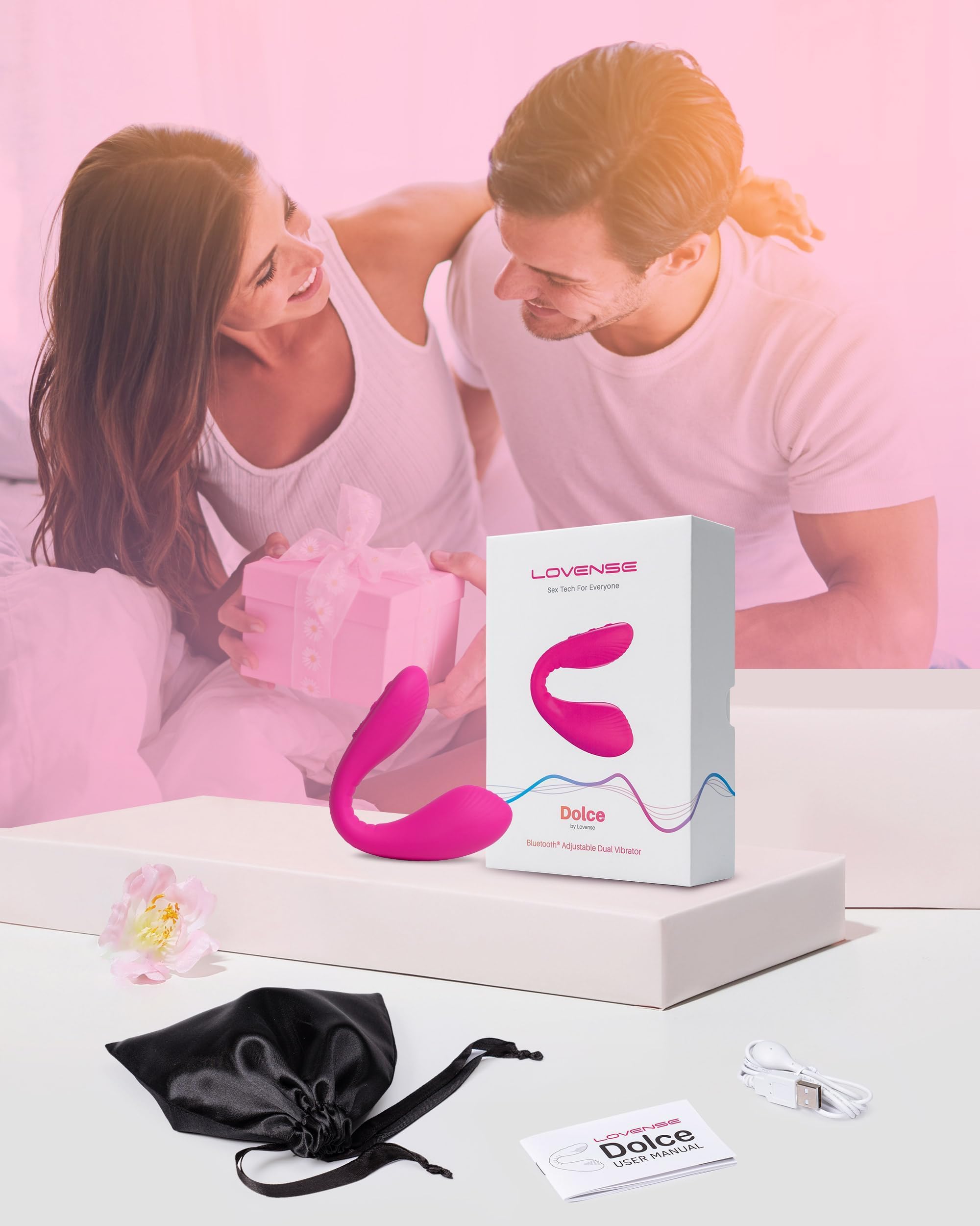 LOVENSE Dolce Remote Control Vibrator,Adult Sex Toys & Games,Womens Sex Toys,Clitoris & G-spot Vibrating Sex Toy for Double Stimulation with 10 Vibration Patterns
