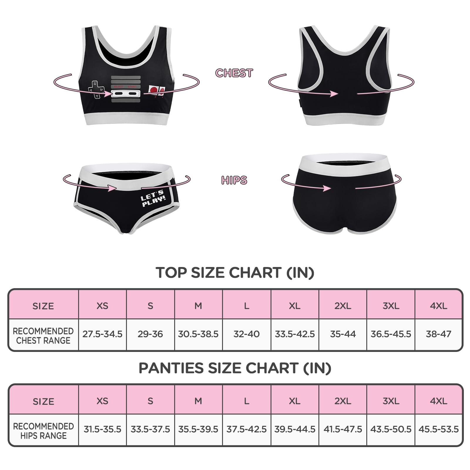 Littleforbig Women Cotton Camisole and Panties Sports loungewear Bralette Set - Let's Play Gamer Girl: 3X-Large Black