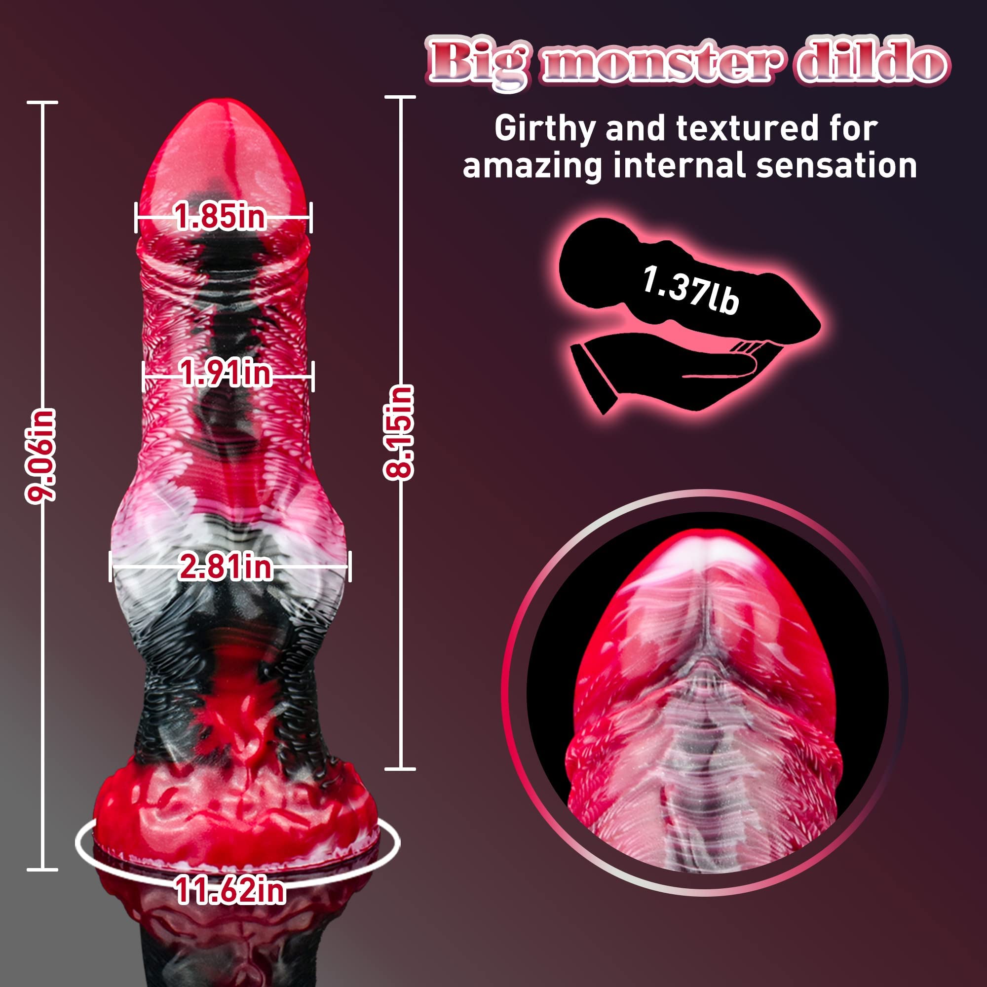 9" Alien Dildo Horse Dildo XL Monster Dildo with Big Knot, Huge Anal Dildo Dragon Dildo with Strong Suction Cup, Knotted Dog Dildo Big Anal Toys for G & P Spot, Adult Toys for Women Men Couples