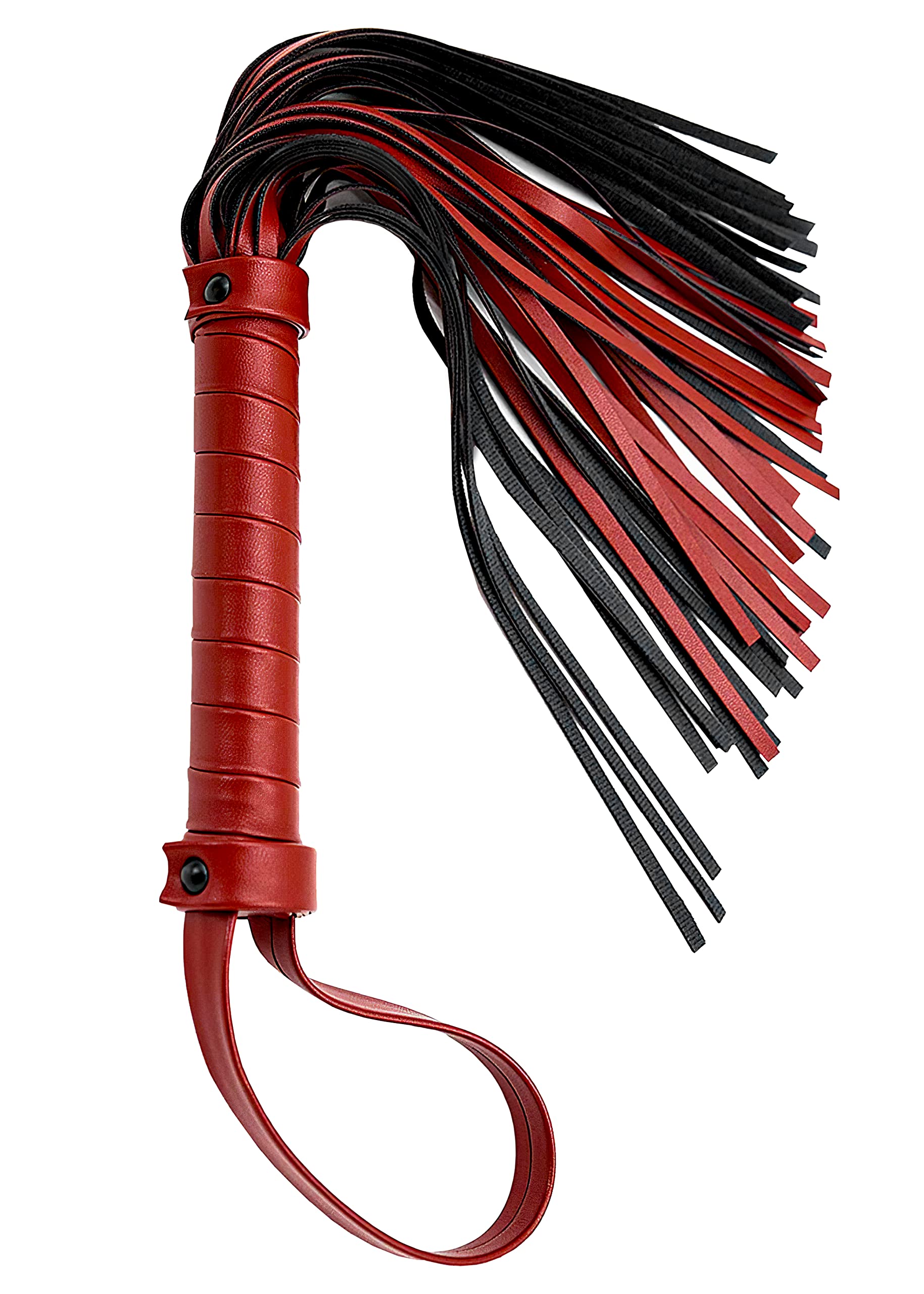 DERINODEM Horse Riding Red Whip 20" Faux Leather Whip Black Riding Whip Cosplay