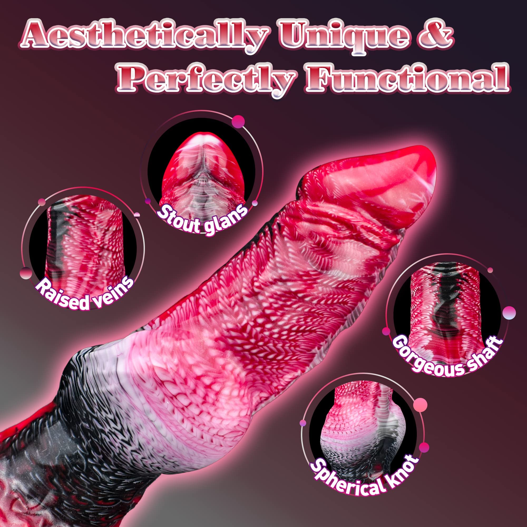 9" Alien Dildo Horse Dildo XL Monster Dildo with Big Knot, Huge Anal Dildo Dragon Dildo with Strong Suction Cup, Knotted Dog Dildo Big Anal Toys for G & P Spot, Adult Toys for Women Men Couples