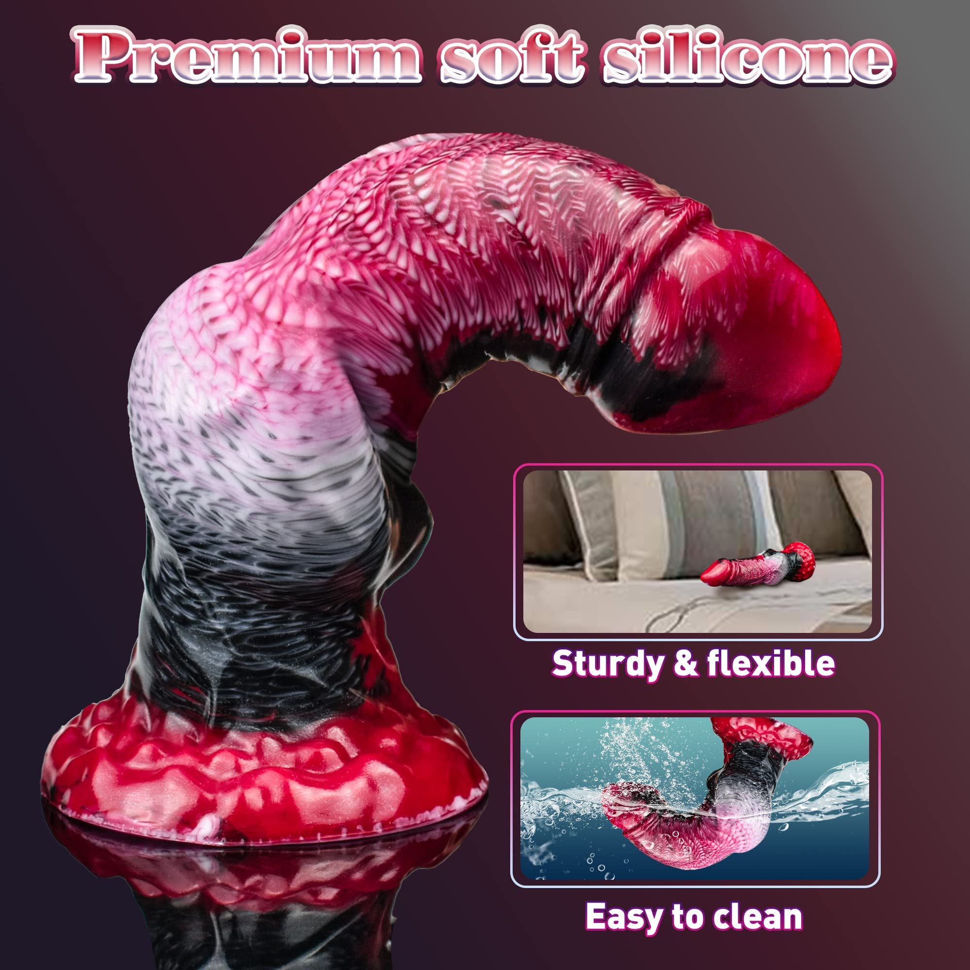 9" Alien Dildo Horse Dildo XL Monster Dildo with Big Knot, Huge Anal Dildo Dragon Dildo with Strong Suction Cup, Knotted Dog Dildo Big Anal Toys for G & P Spot, Adult Toys for Women Men Couples