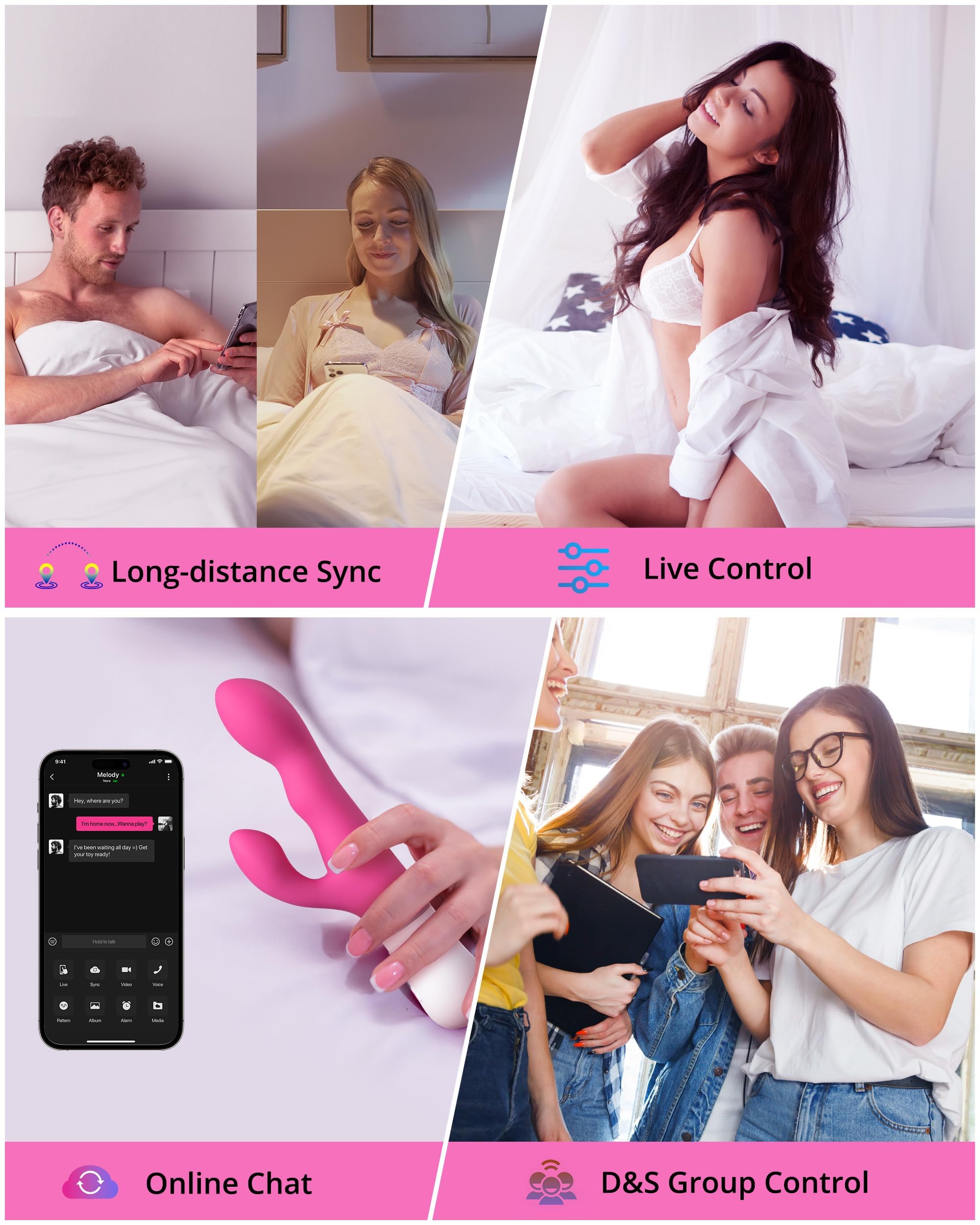 LOVENSE Nora Rabbit Vibrator with APP Control, Pink Vibrator Rabbit with Dual Motor, Clitoral Stimulator Dildo Massager, Sex Toys for Women with Smartphone Wireless