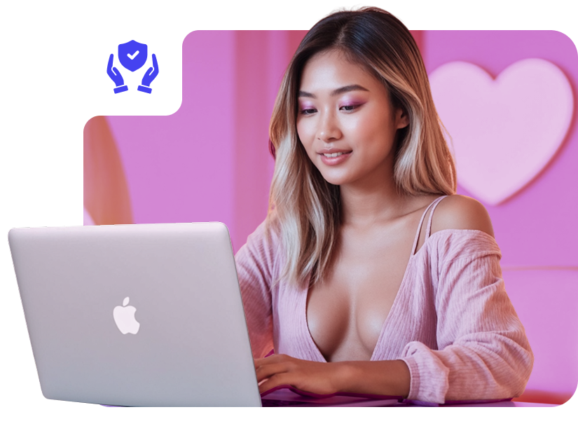 Woman sitting with notebook